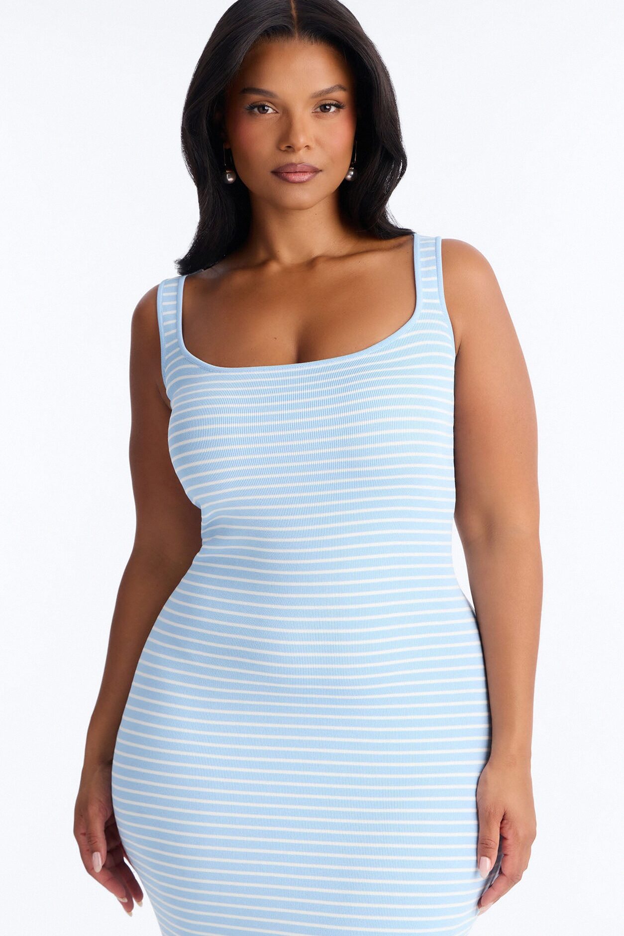 Amelia Striped Maxi Dress - Light Blue