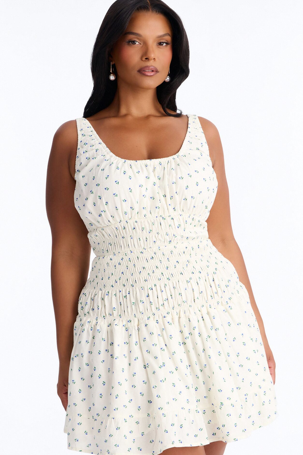 Sweet Summer Floral Mini Dress - Cream/combo