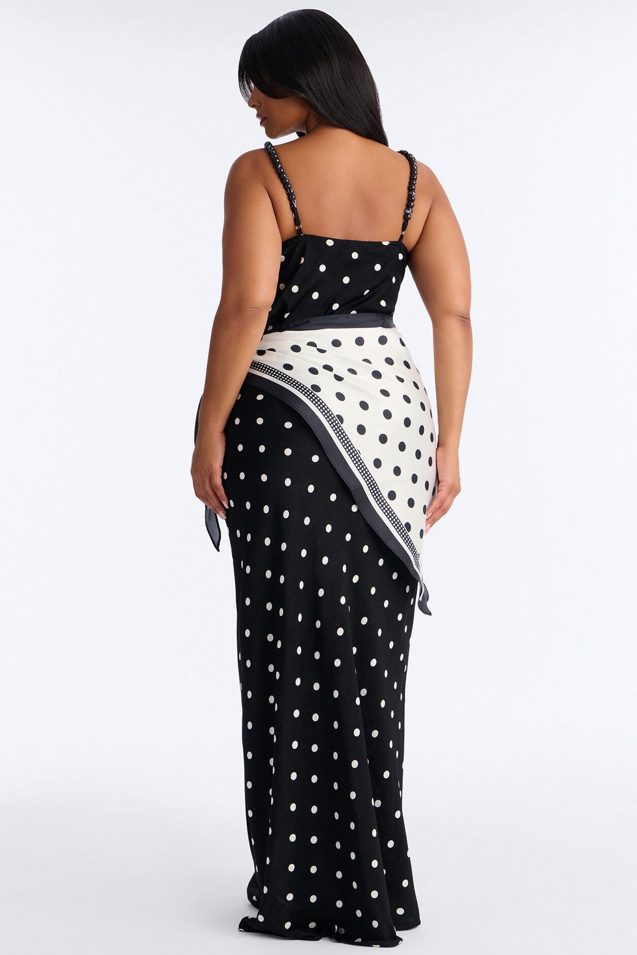 Paris 2 Piece Scarf Satin Maxi Dress - Black/White