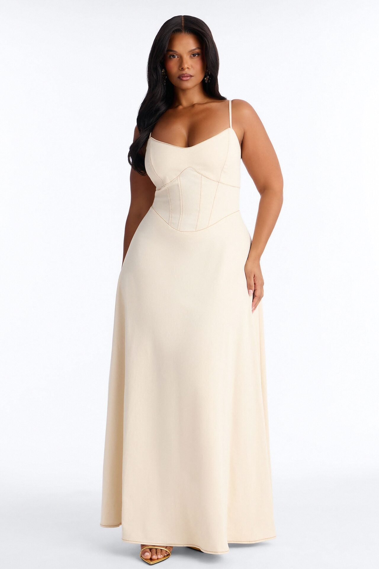Kamryn Denim Maxi Dress - Cream