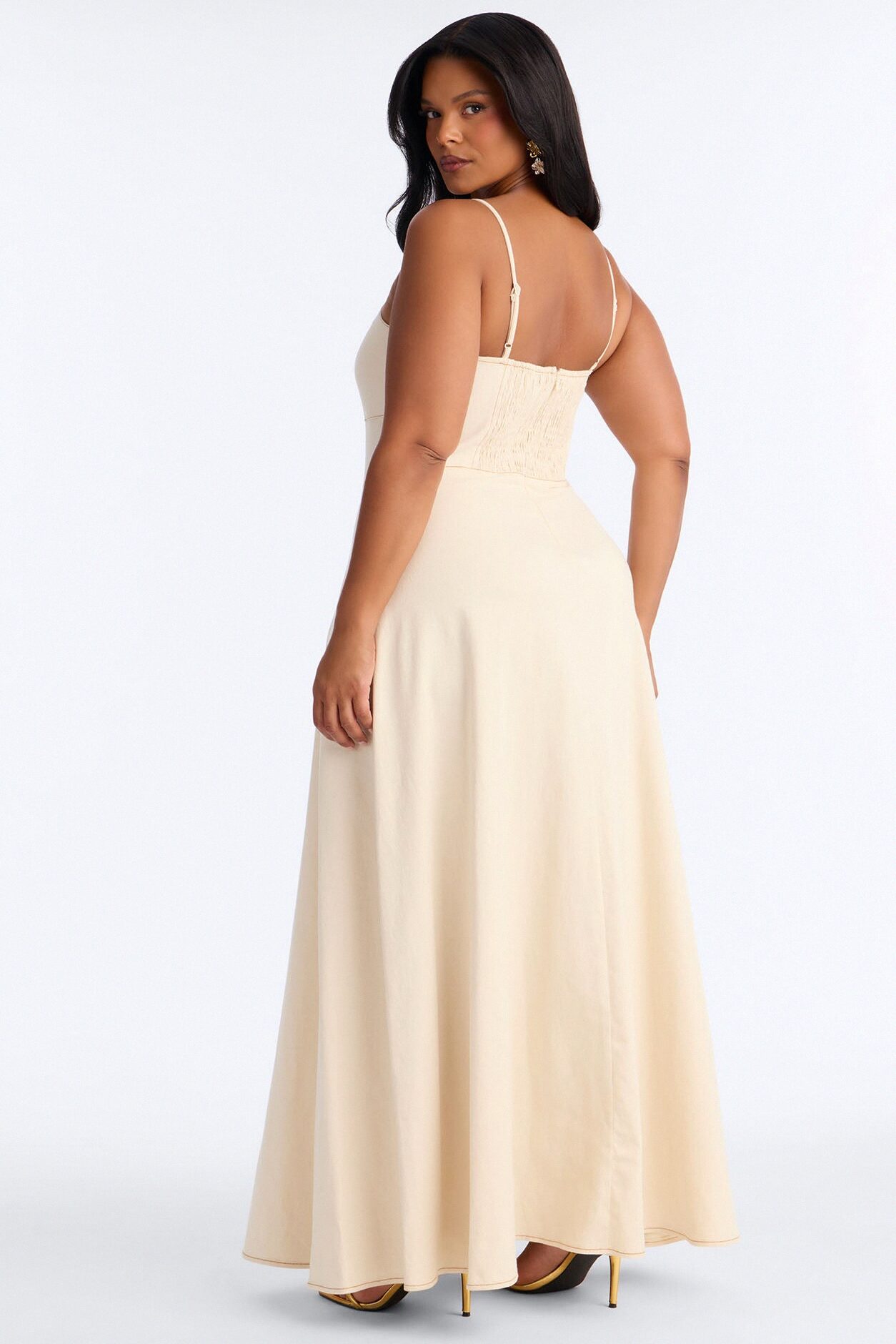Kamryn Denim Maxi Dress - Cream