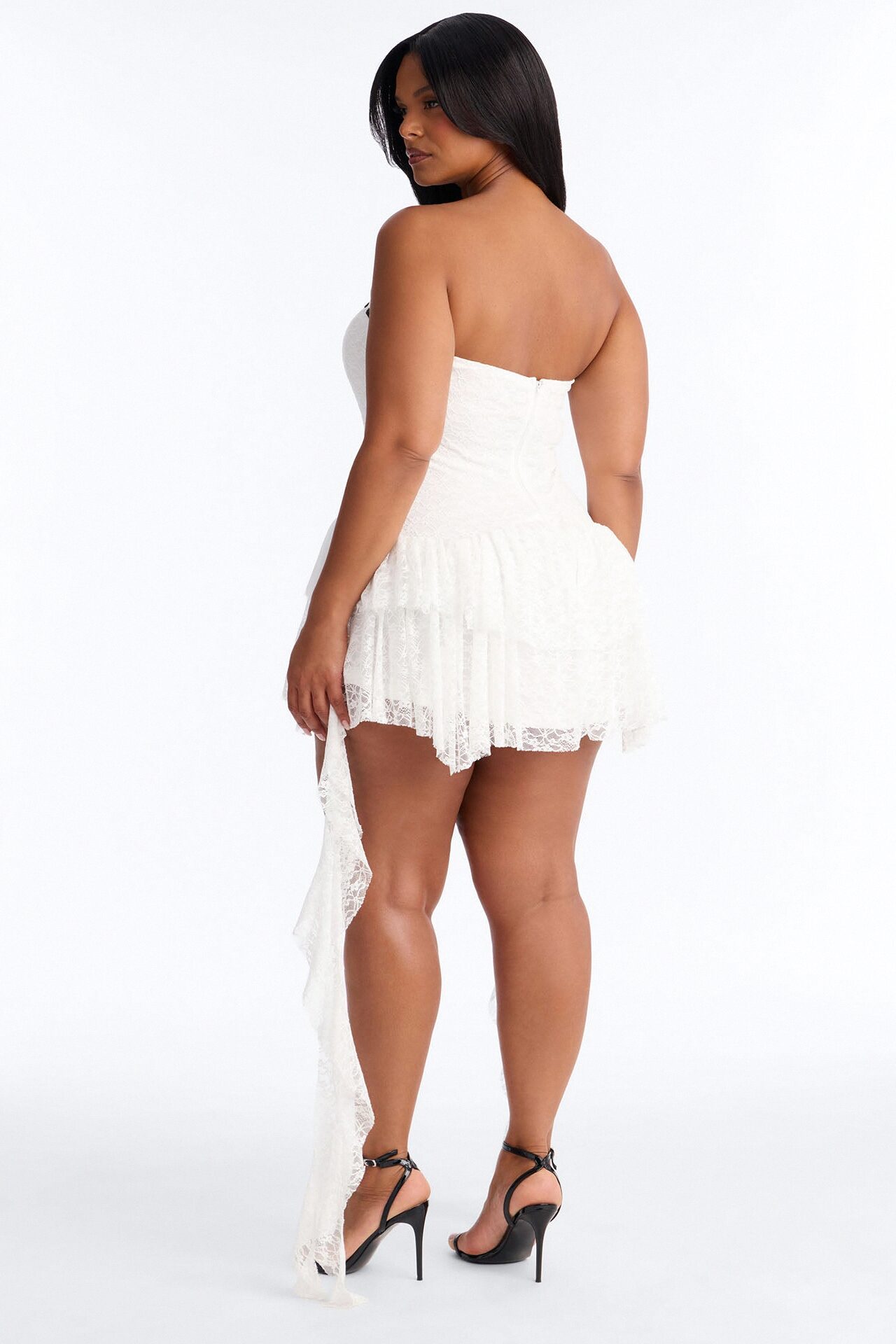 Cosette Ruffle Lace Mini Dress - White