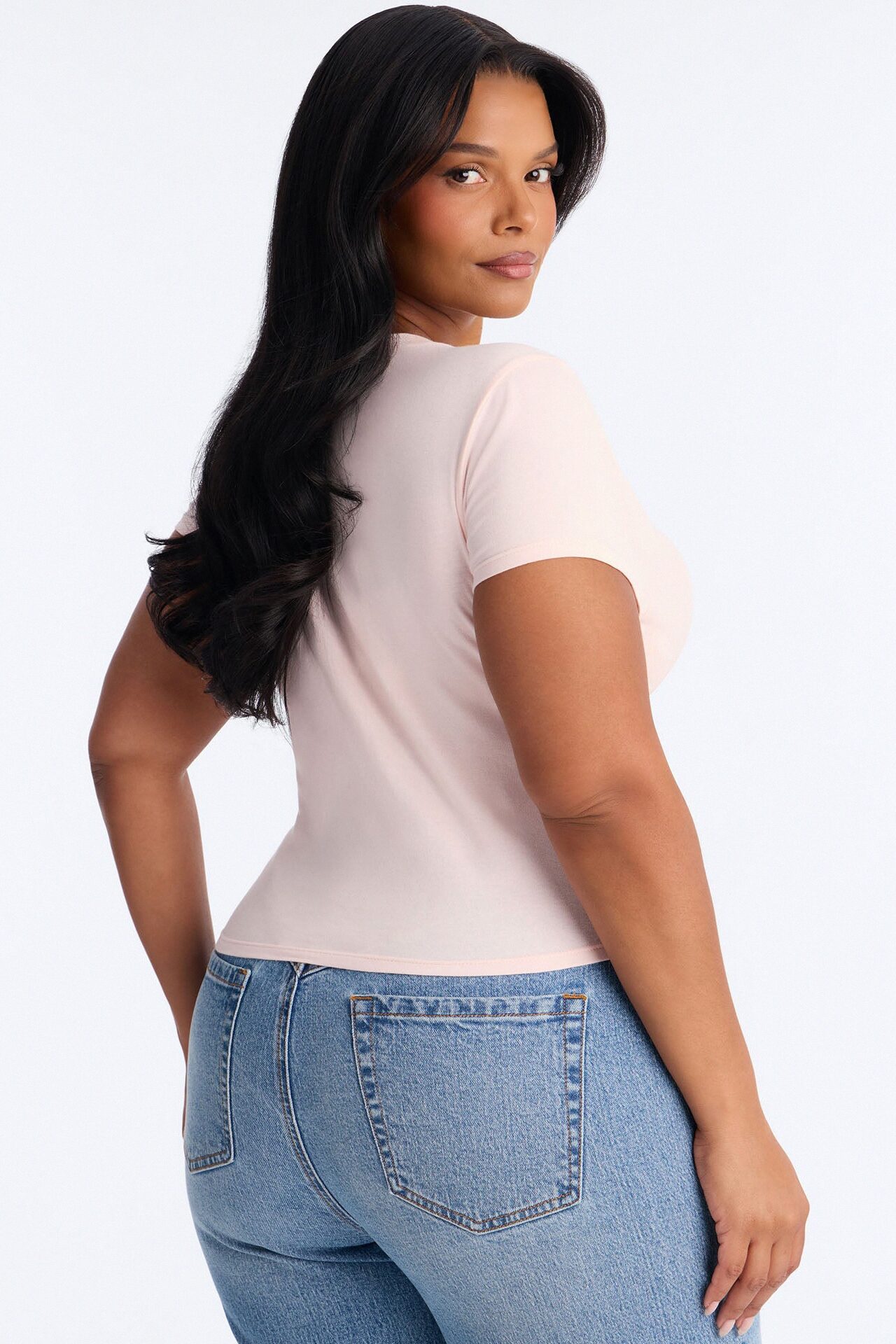 Cherry Embellished Baby Tee - Light Pink