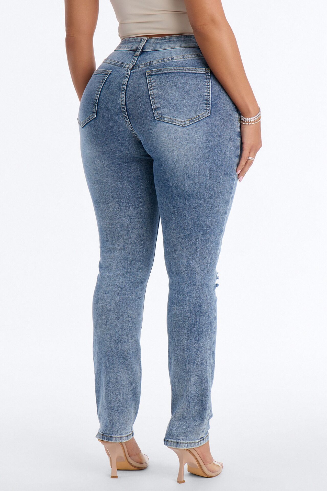 Beg For Me Slim Straight Leg Jeans - Medium Wash