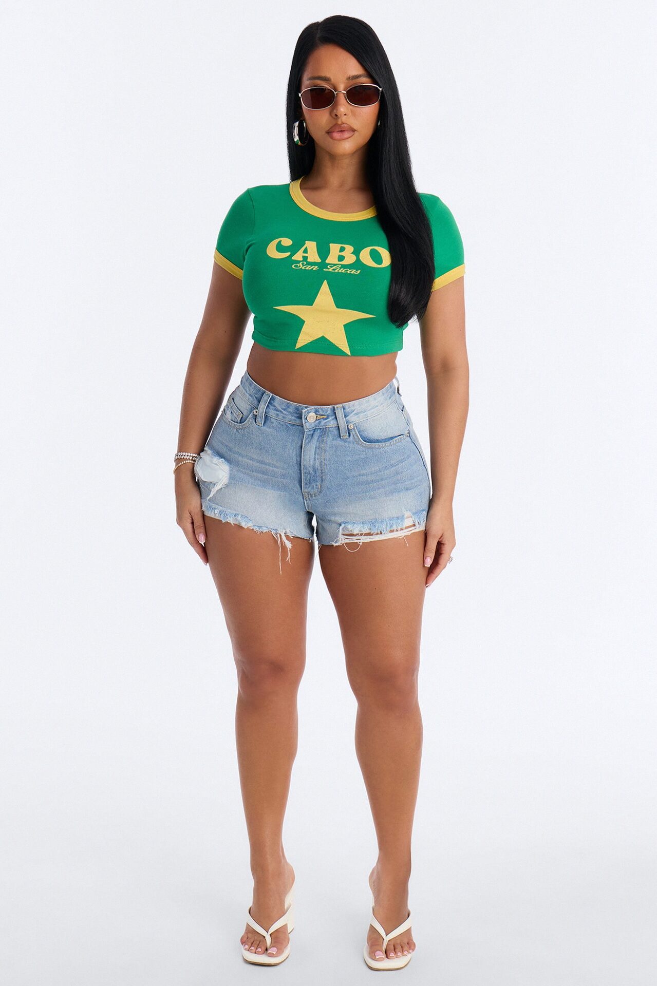 Star In Cabo Baby Tee - Green