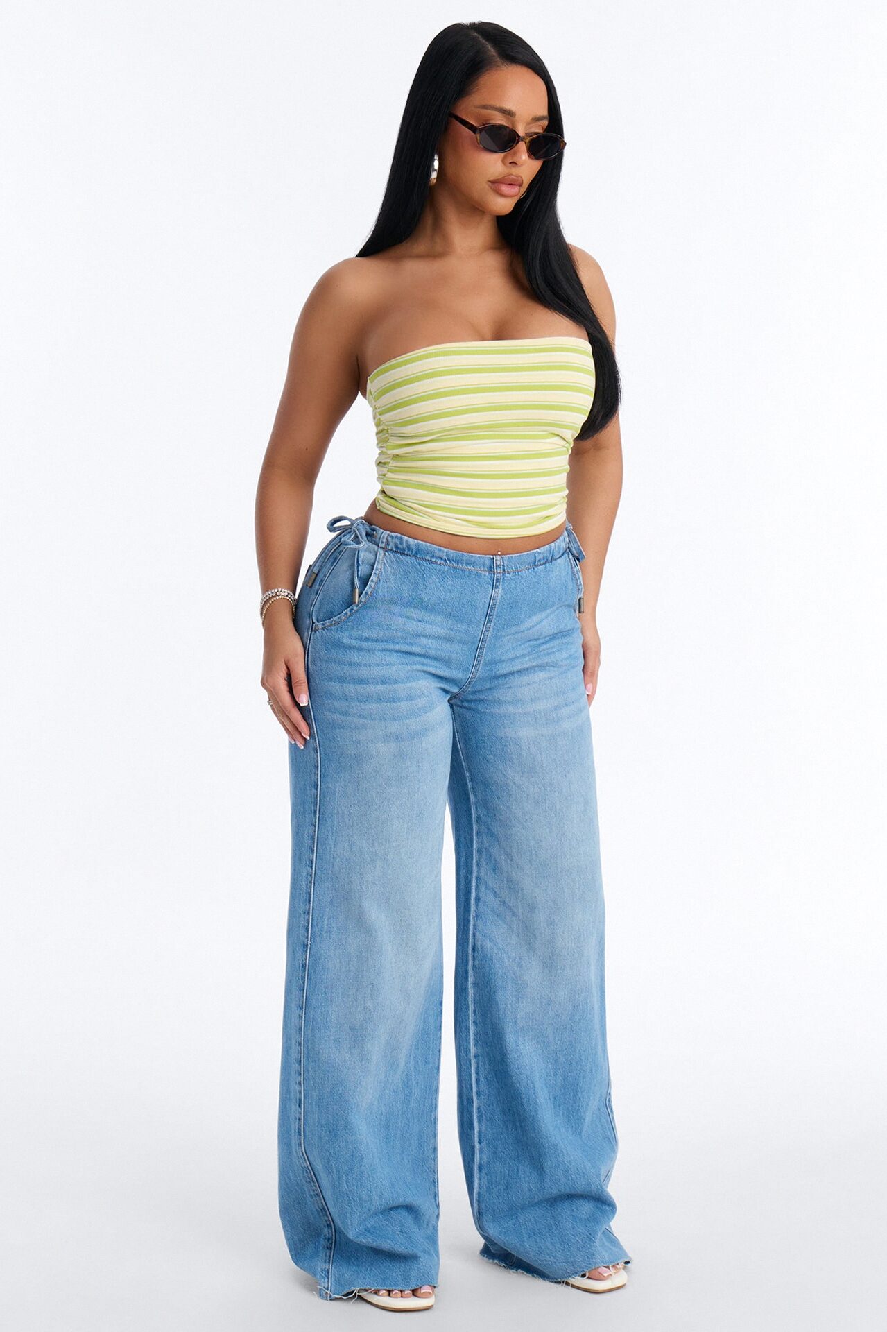 Group 7 Tie Waist Jeans - Light Wash
