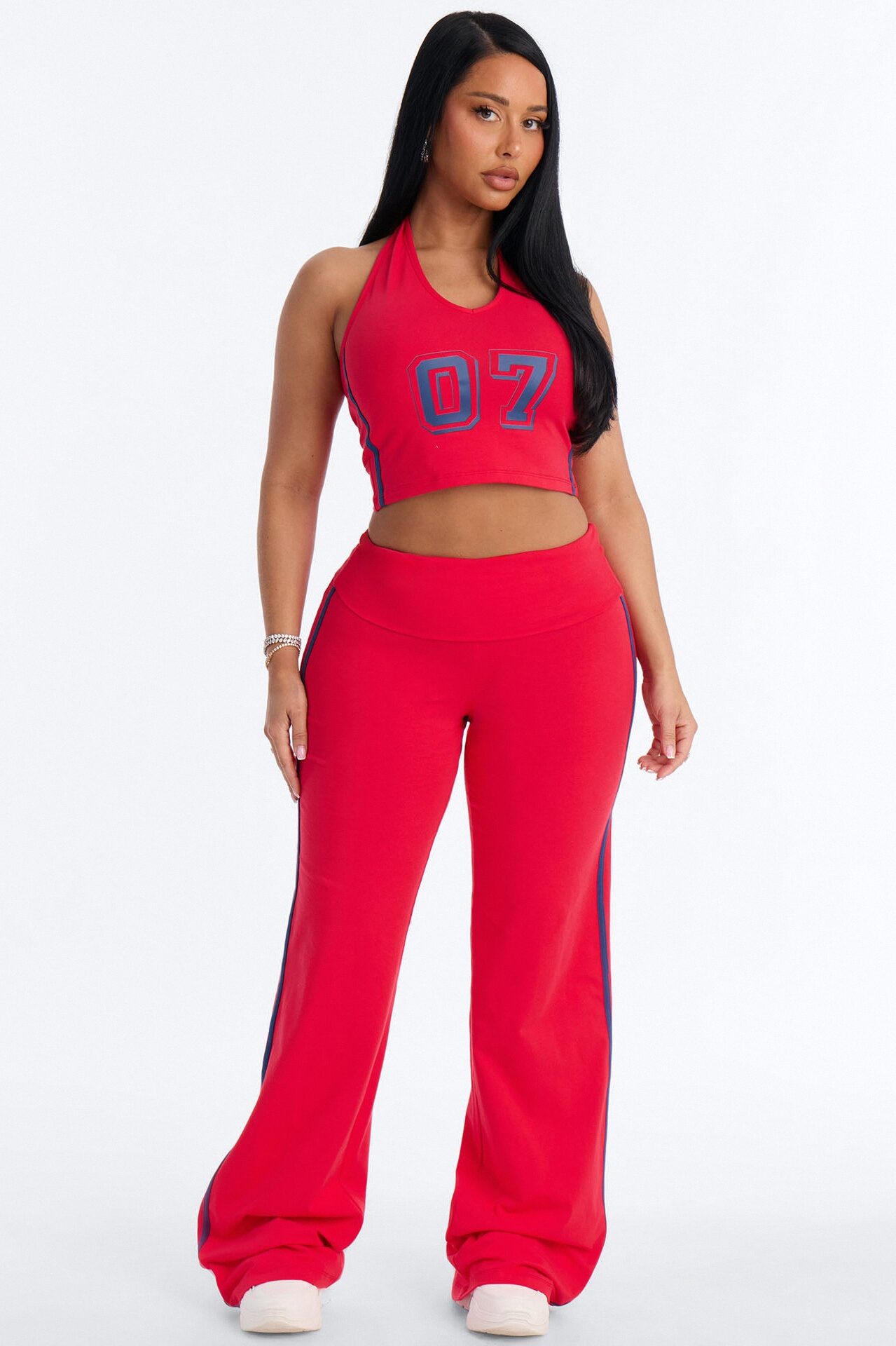 Varsity Dreams Halter Pant Set - Red