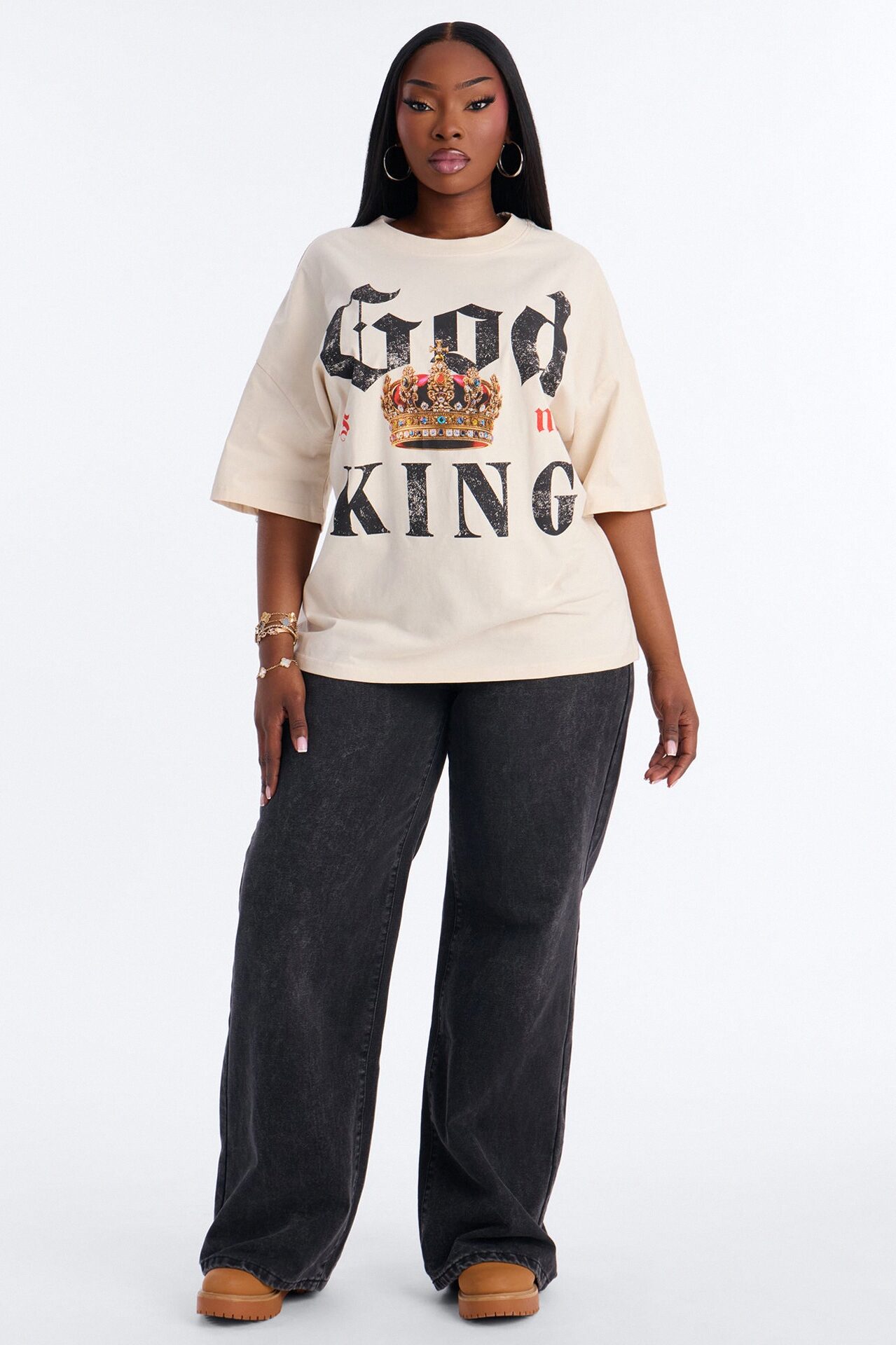 God Is My King Oversized Tee - Off White