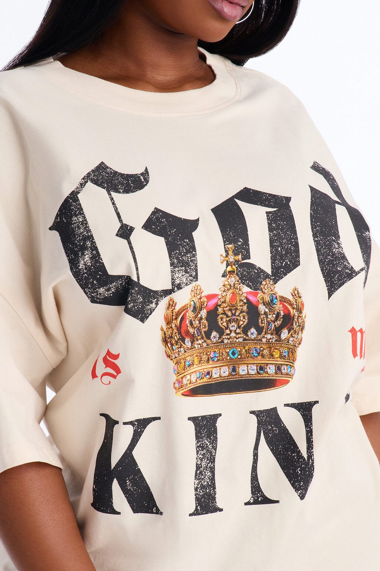 God Is My King Oversized Tee - Off White