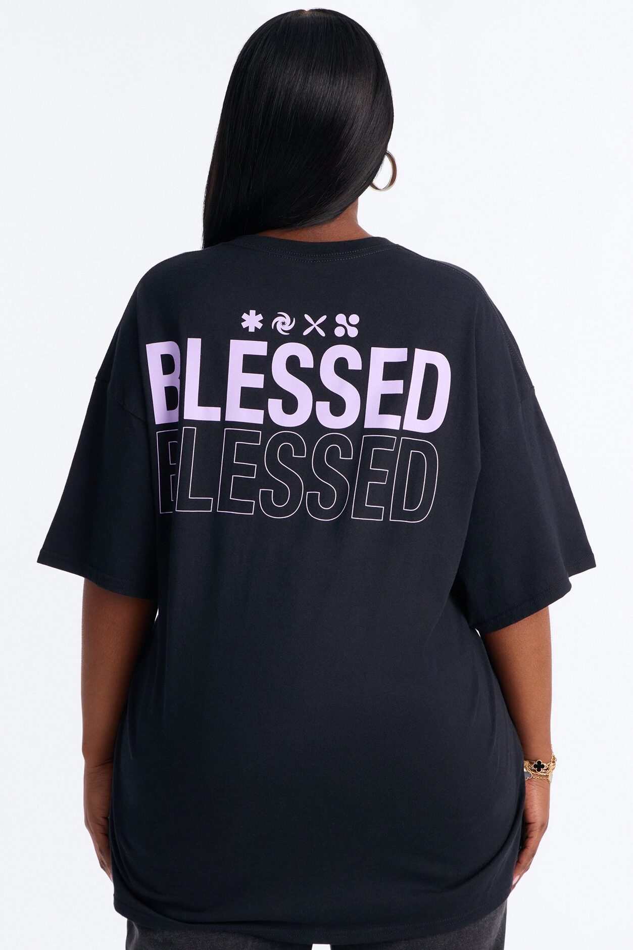Stay Blessed Washed Oversized Tee - Black Wash