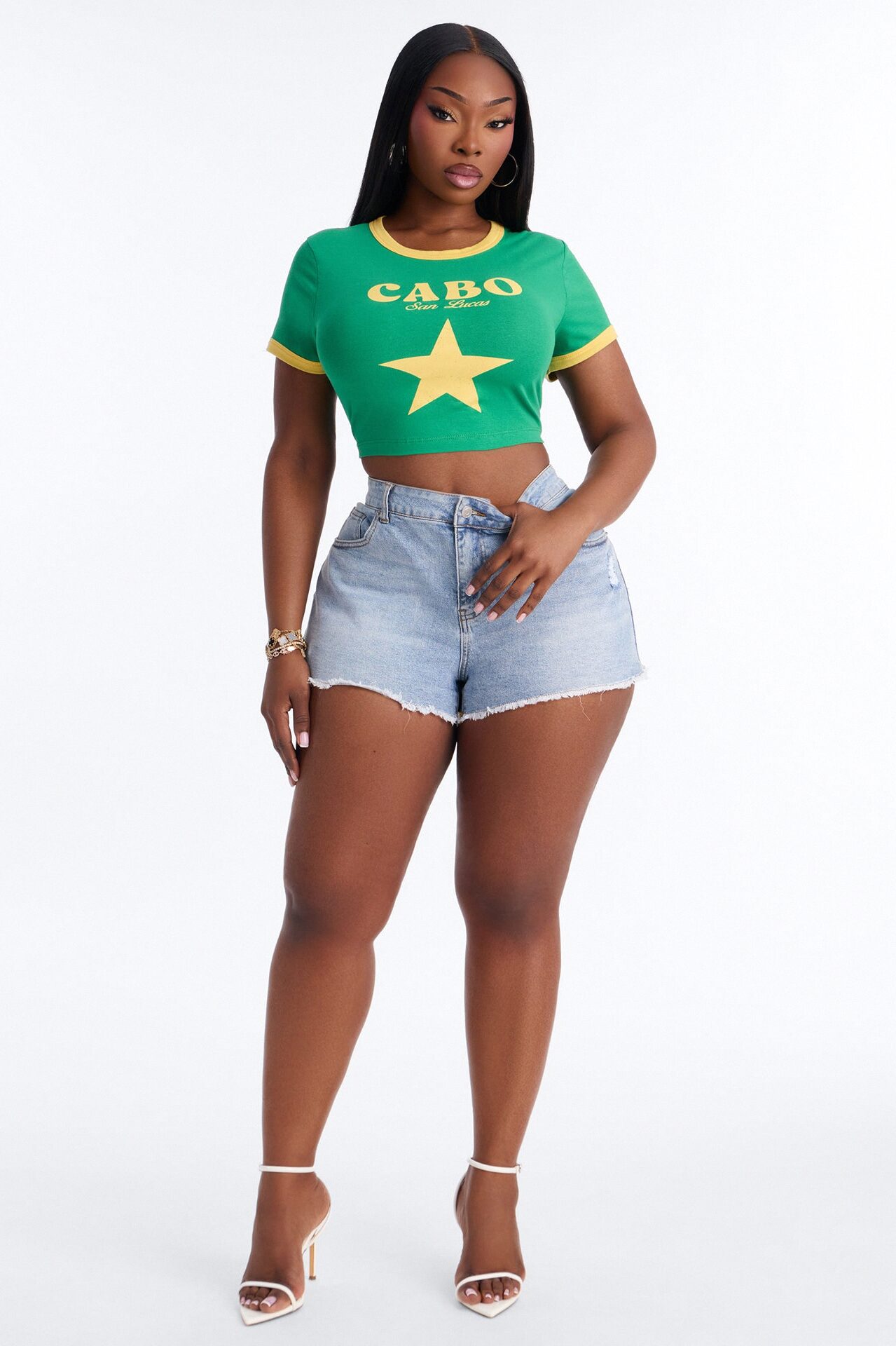 Star In Cabo Baby Tee - Green