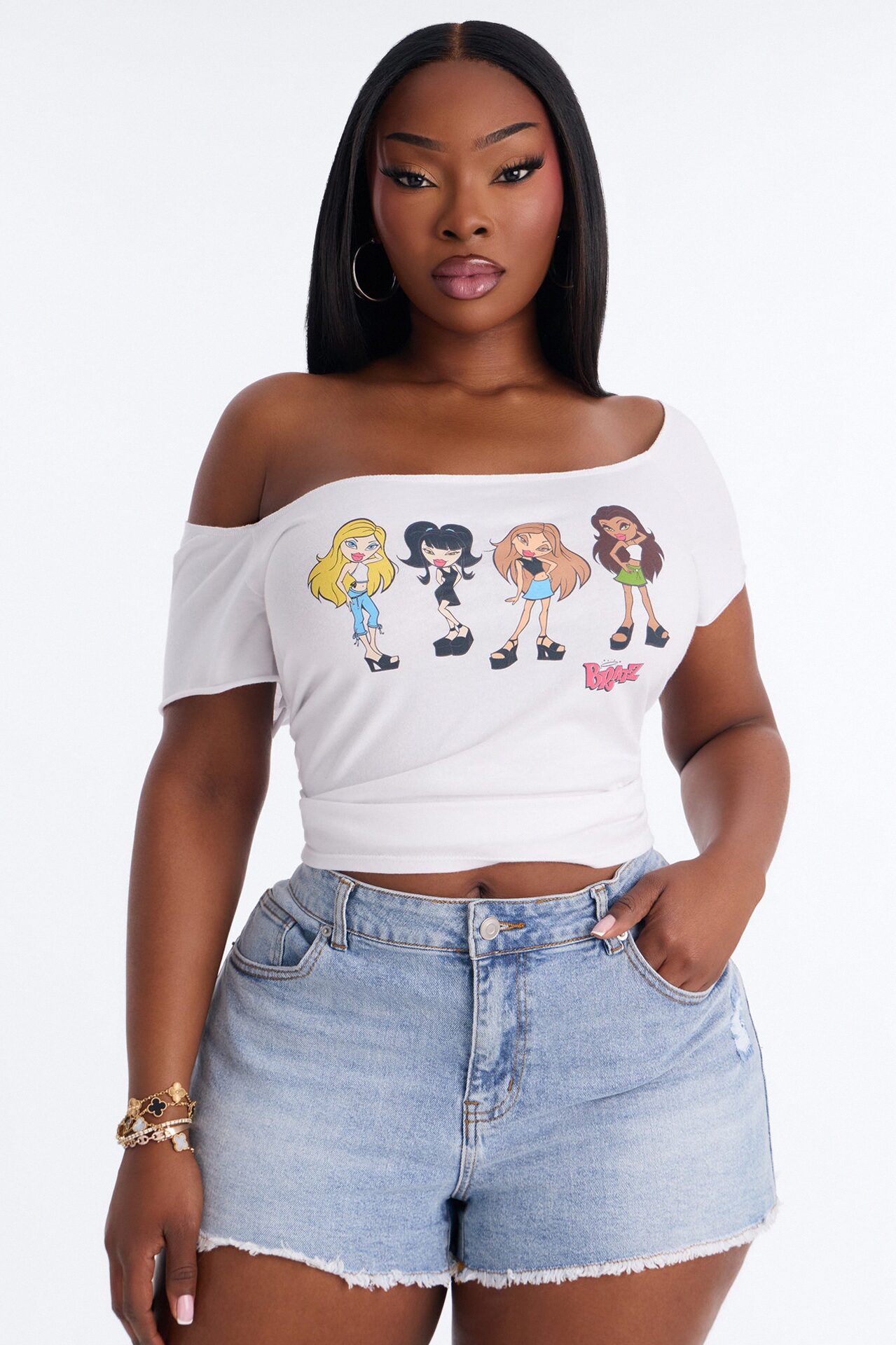 Bratz Cool Girls Off Shoulder Top - White