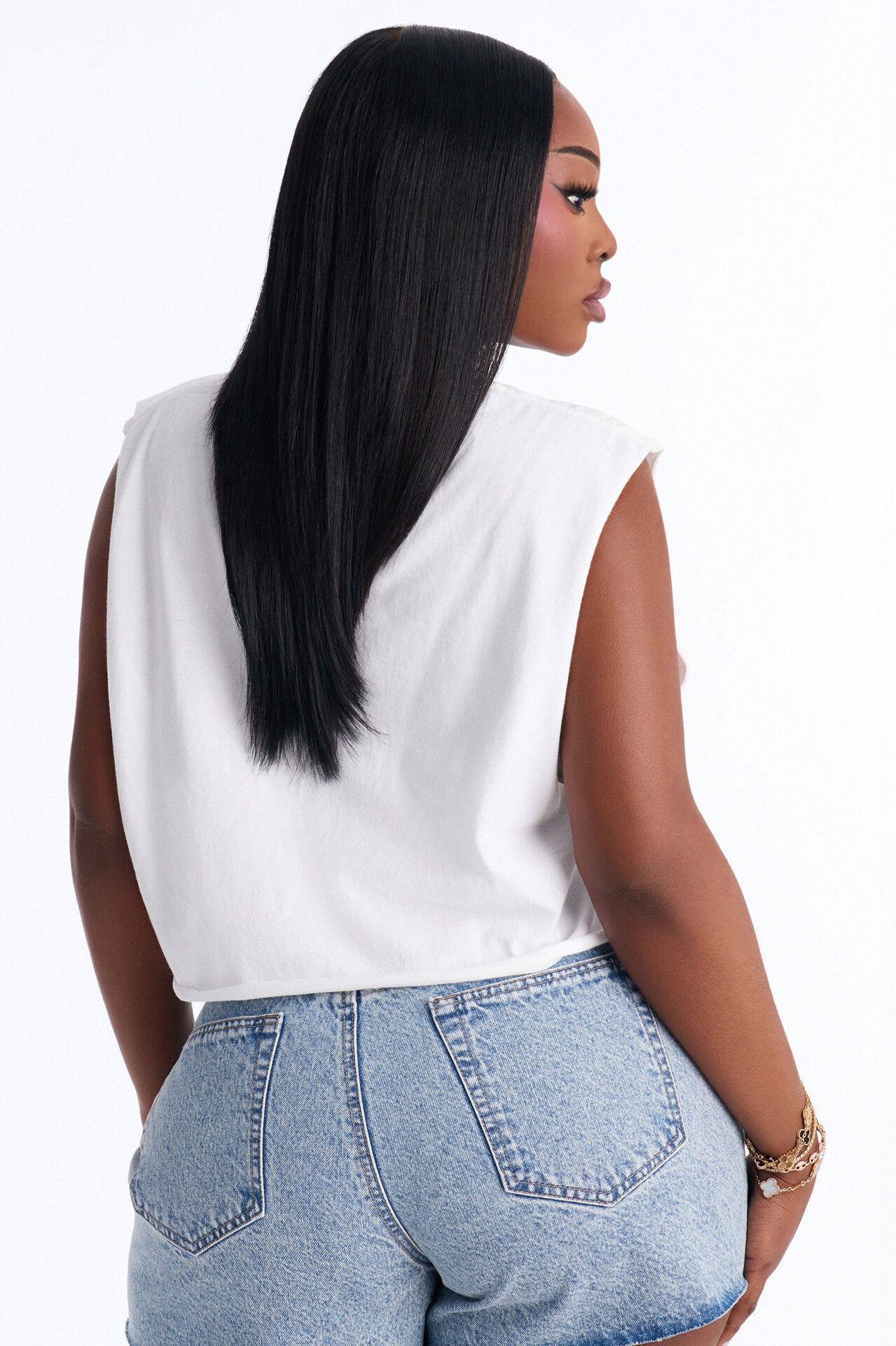 Blondie Crop Muscle Tank - White