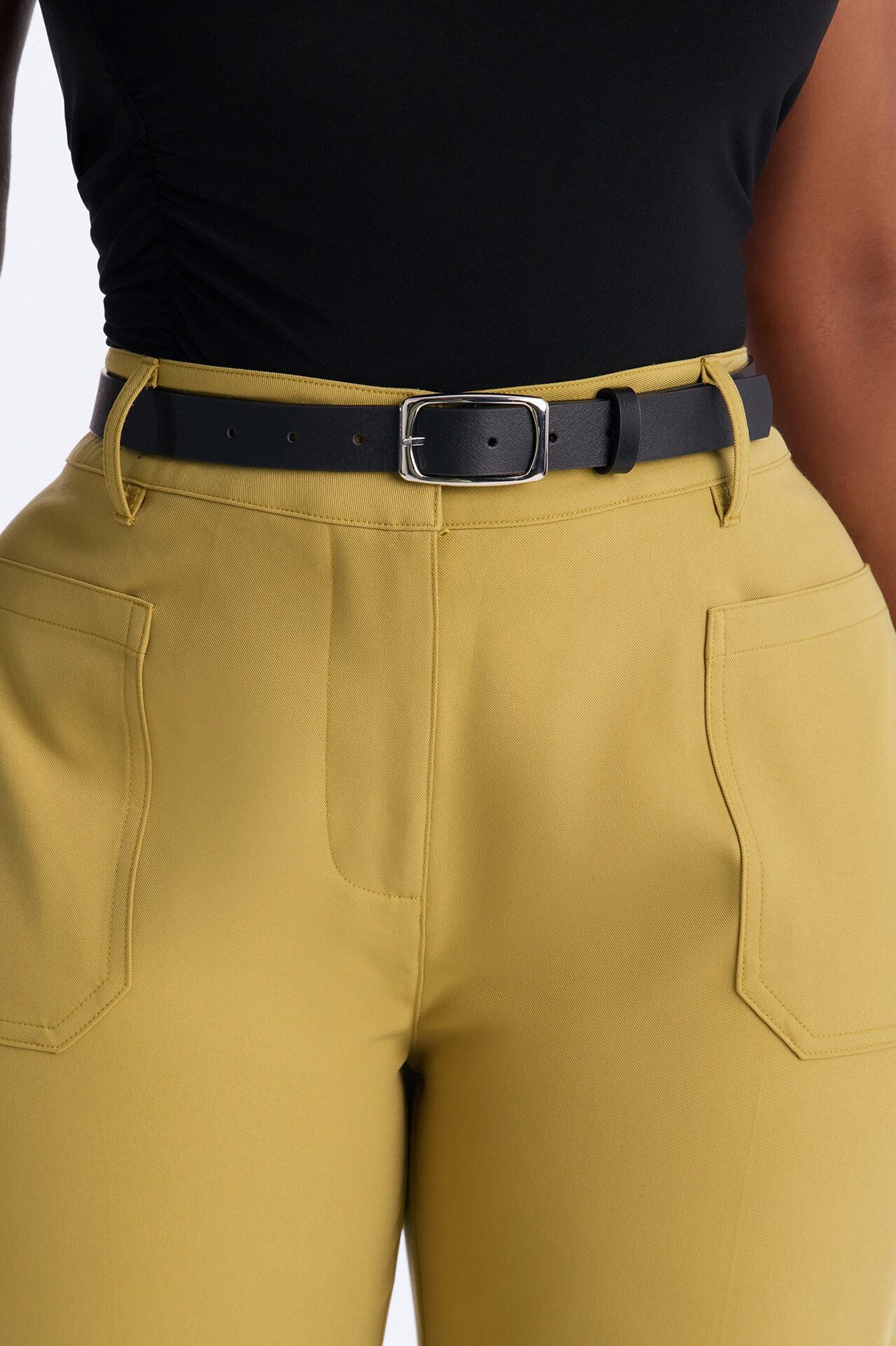 Caris Straight Leg Belted Trouser - Chartreuse