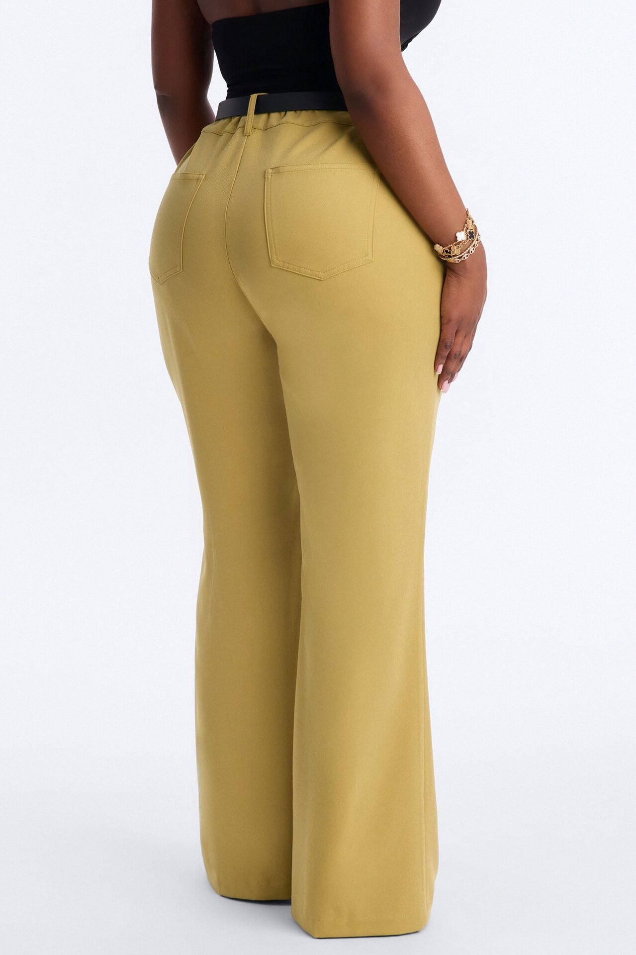 Caris Straight Leg Belted Trouser - Chartreuse