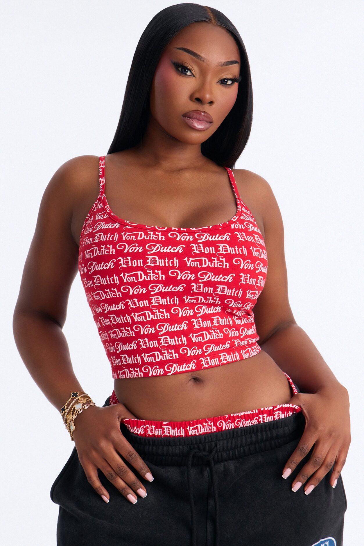 Von Dutch All Over Logo Micro Tank - Red
