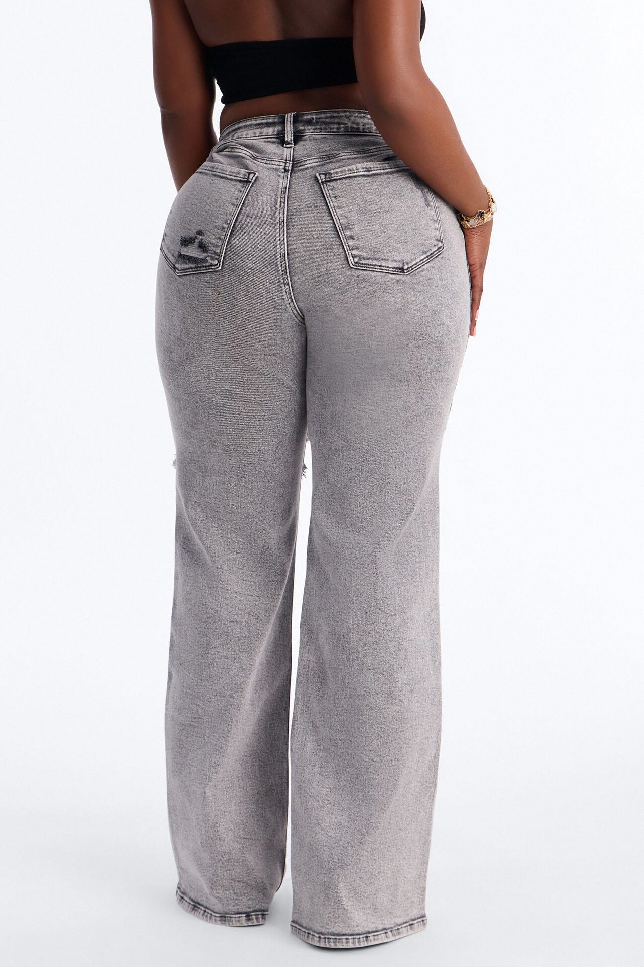 Tall Remi Ripped Stretch Baggy Jeans - Grey