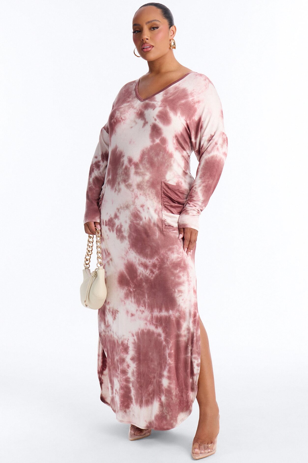Rayne Tie Dye Maxi Dress - Mauve/combo
