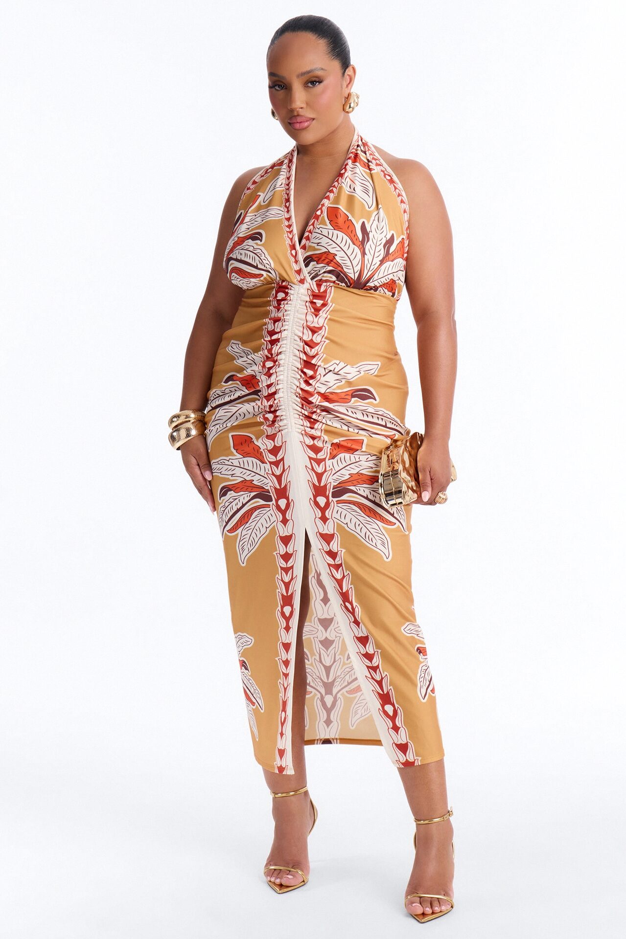 Anita Halter Midi Dress - Orange/combo