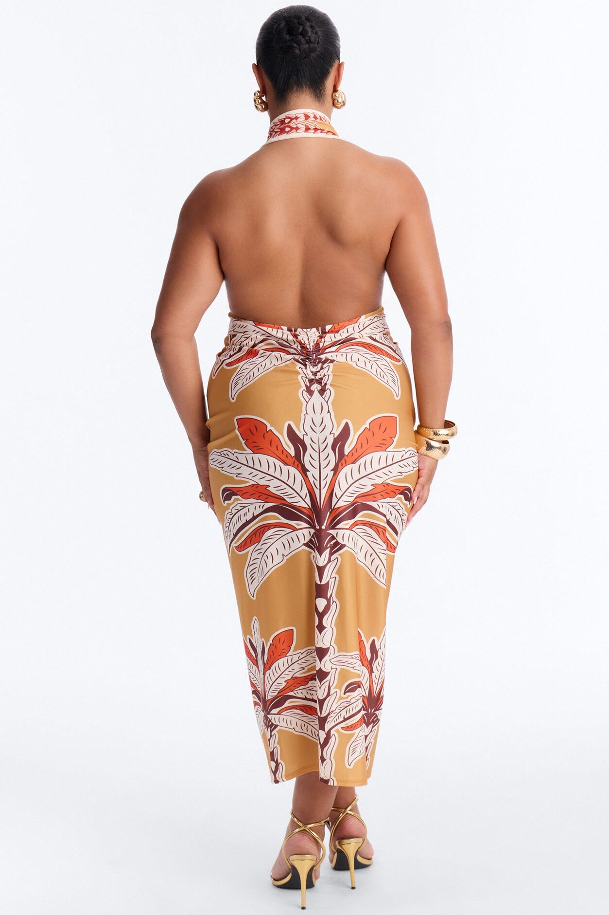 Anita Halter Midi Dress - Orange/combo