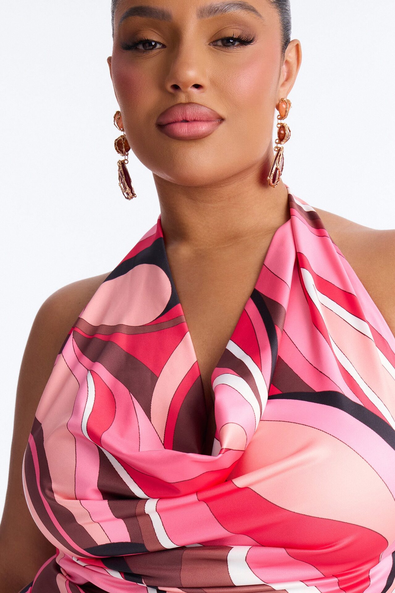 Emilia Backless Maxi Dress - Pink/combo