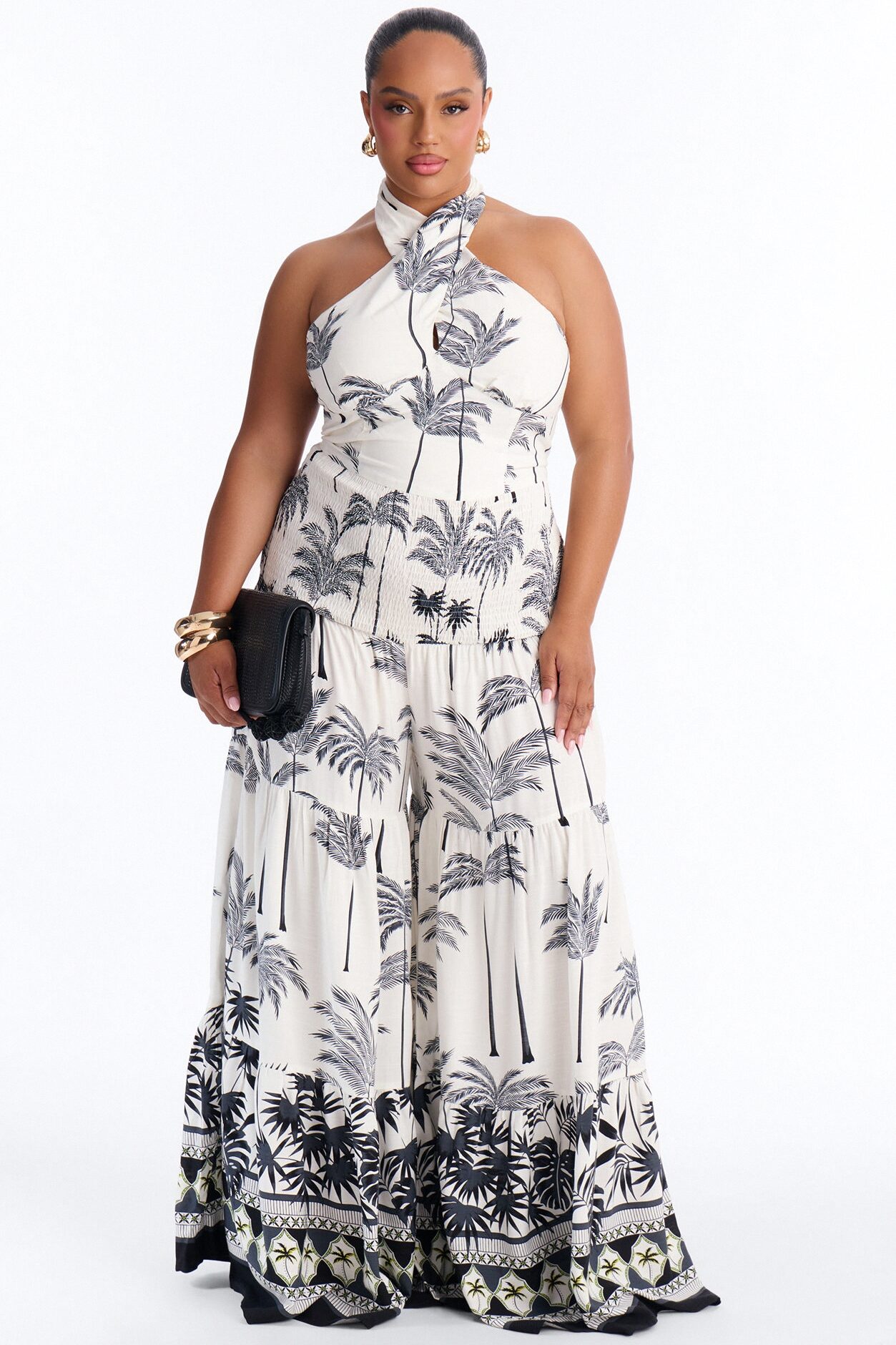 Trissa Tropical Halter Jumpsuit - Navy