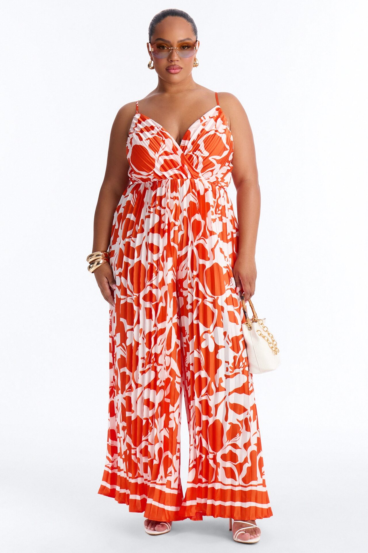 Dana Satin Wide Leg Jumpsuit - Orange