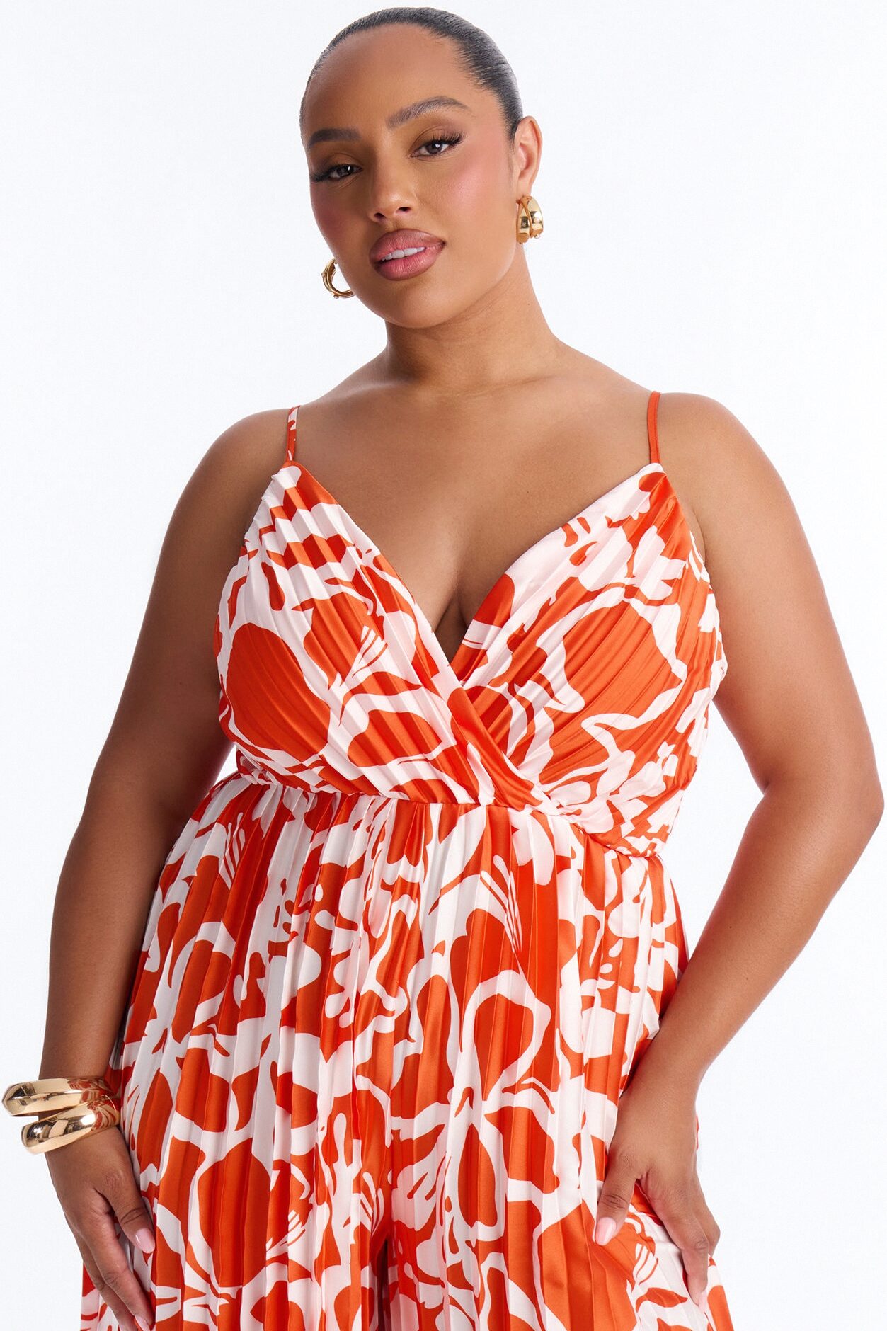 Dana Satin Wide Leg Jumpsuit - Orange