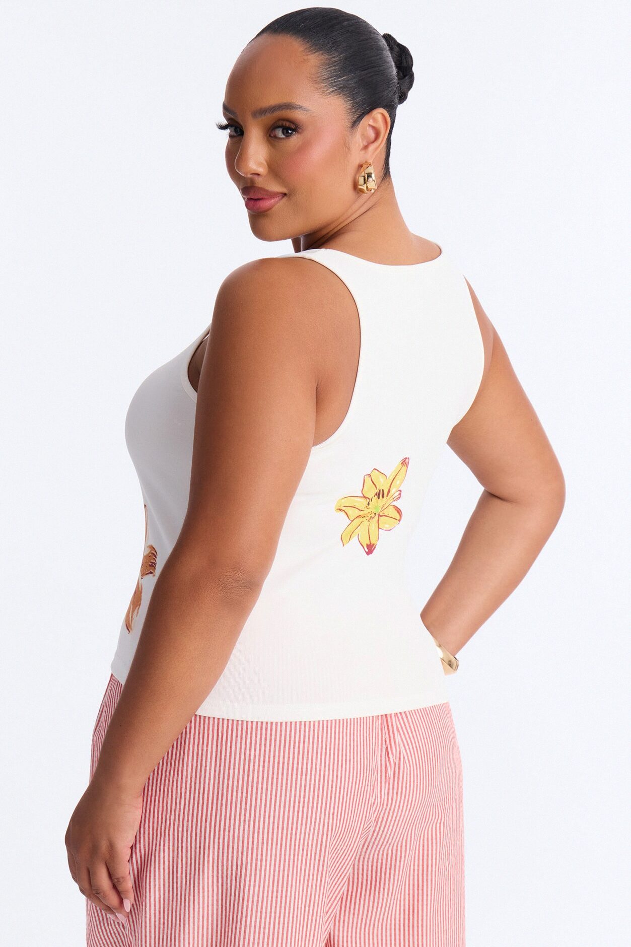 Bloom Season Ribbed Tank Top - White