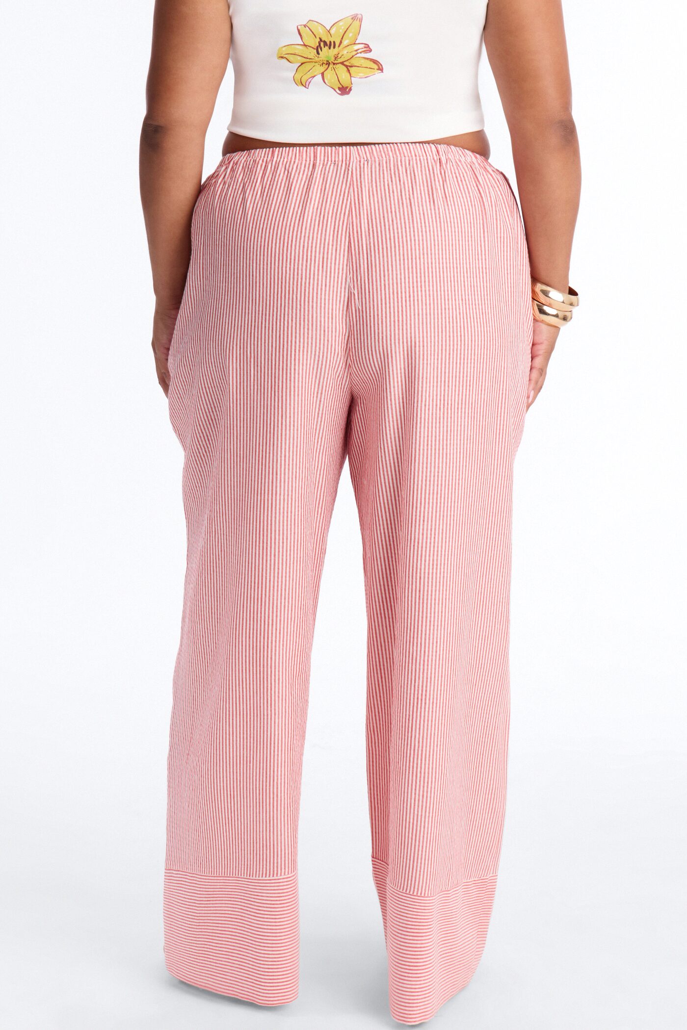 Suddenly I See Wide Leg Striped Pant - Tomato Red/combo