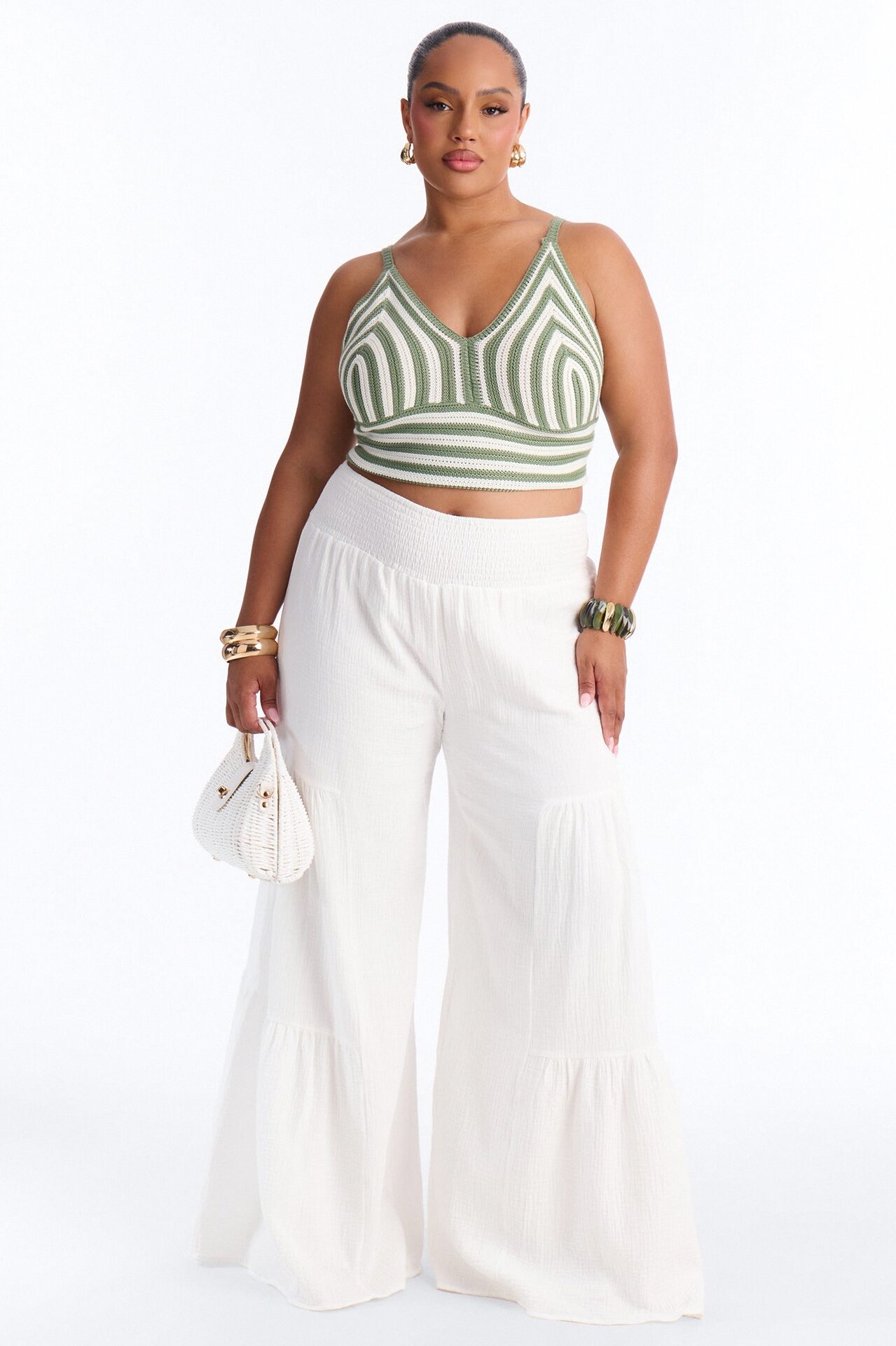 Lola Striped Crochet Top - Sage/combo