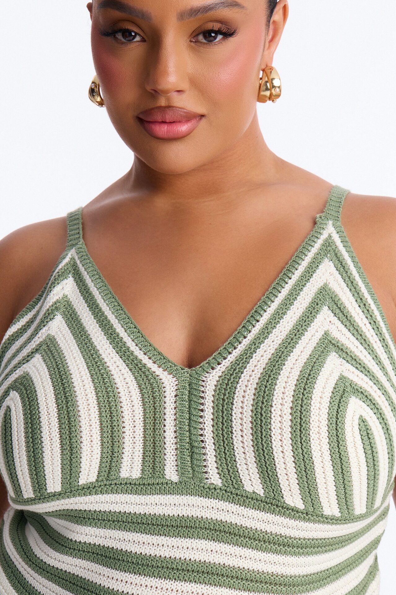 Lola Striped Crochet Top - Sage/combo