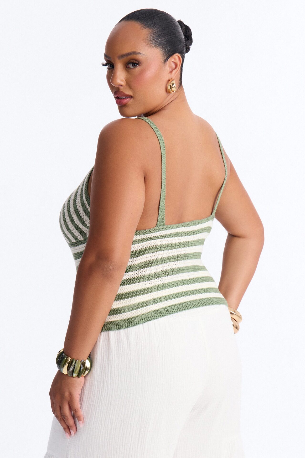 Lola Striped Crochet Top - Sage/combo