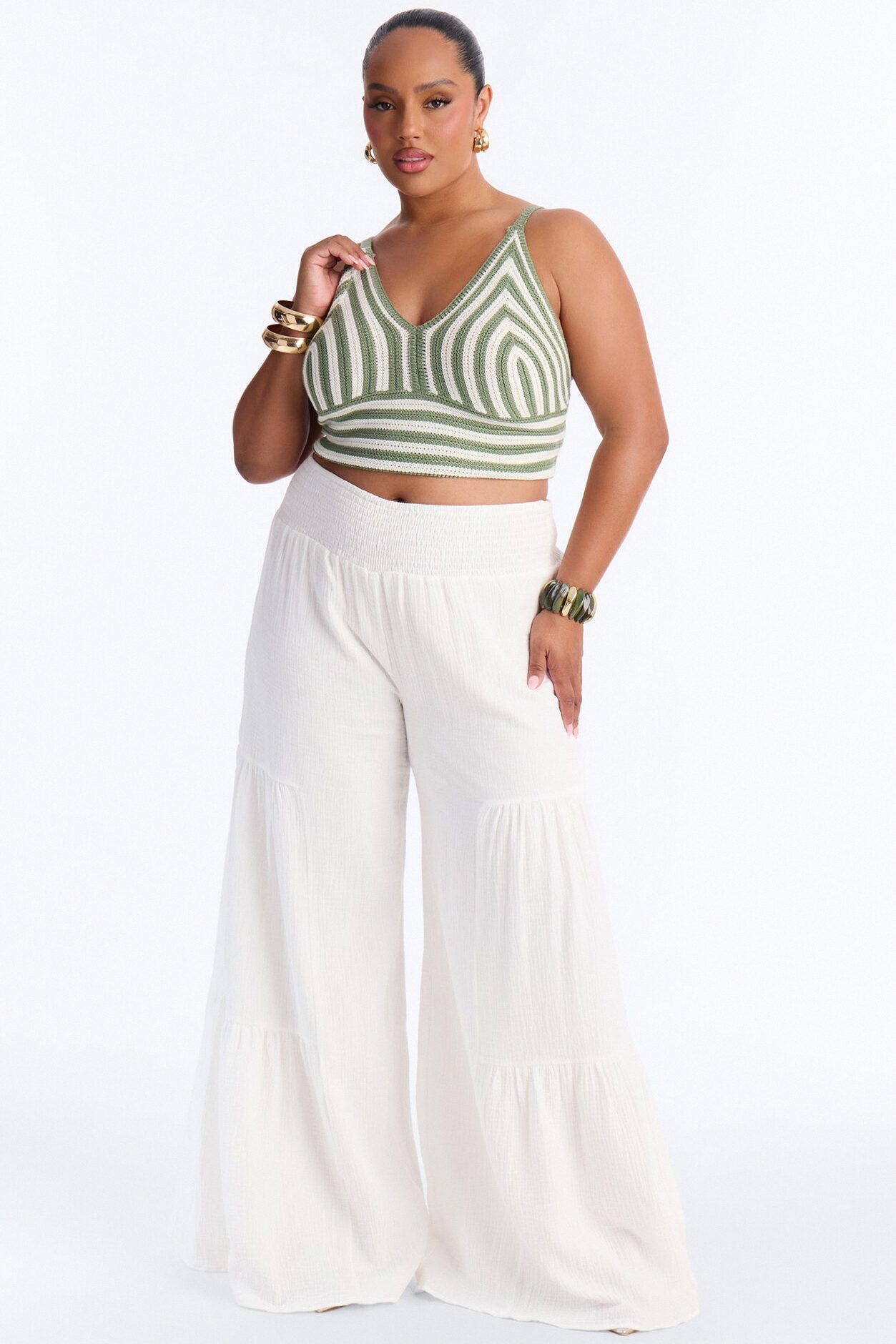 Breezy Bay Wide Leg Gauze Pant - White