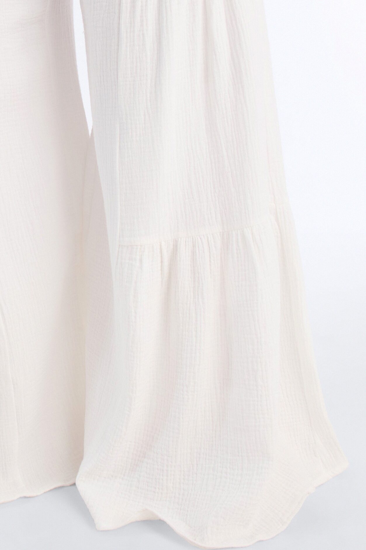 Breezy Bay Wide Leg Gauze Pant - White