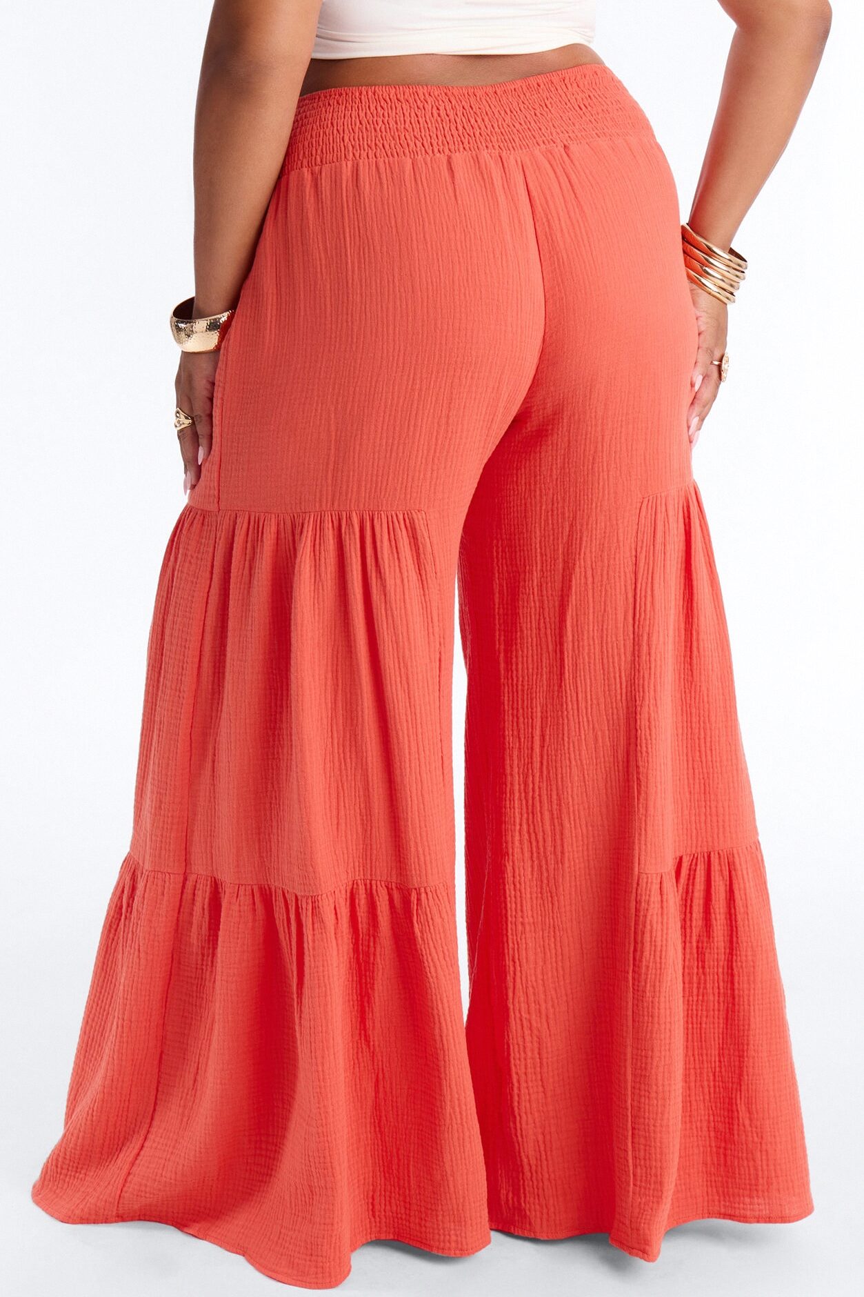 Breezy Bay Wide Leg Gauze Pant - Orange
