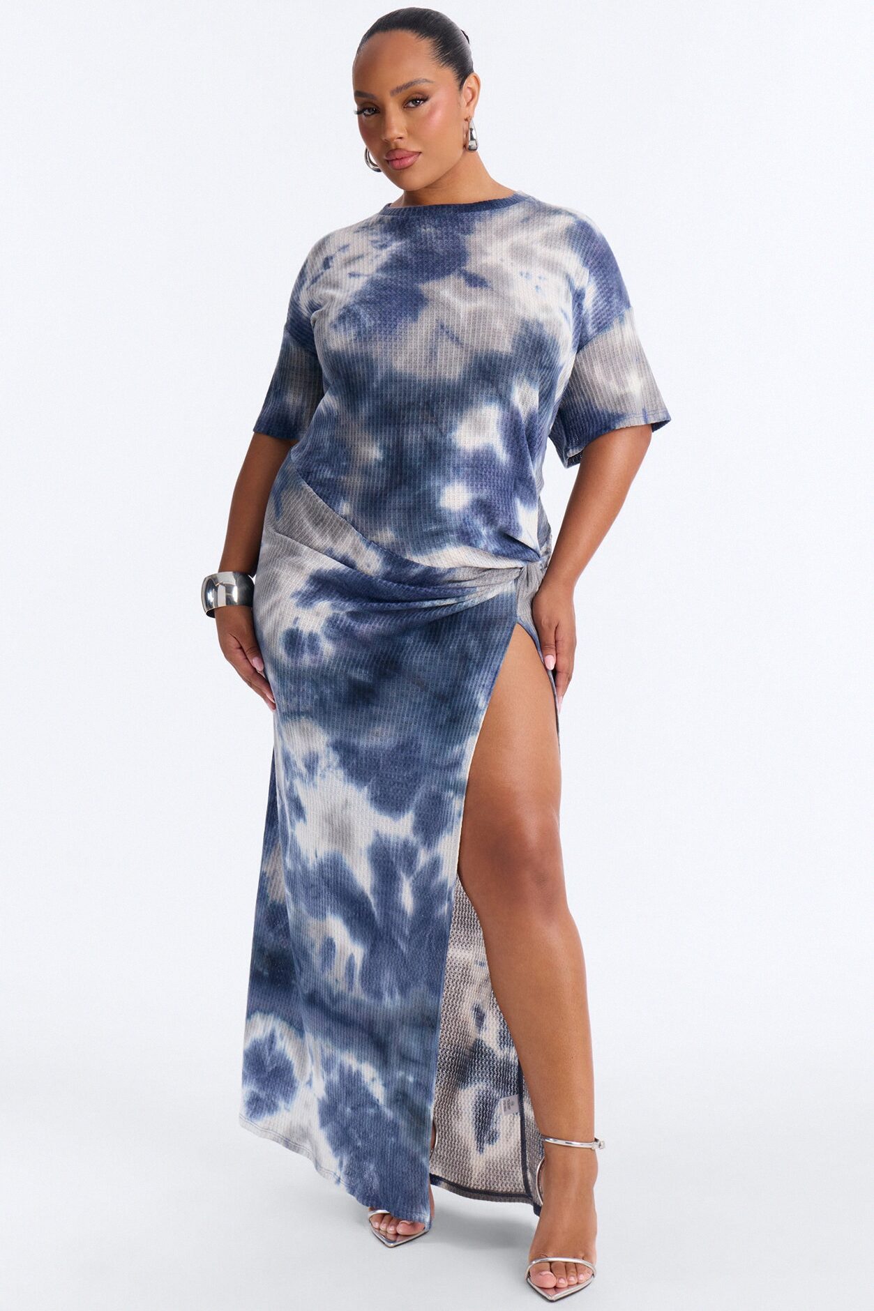 Hadley Waffle Knit Maxi Dress - Blue/combo