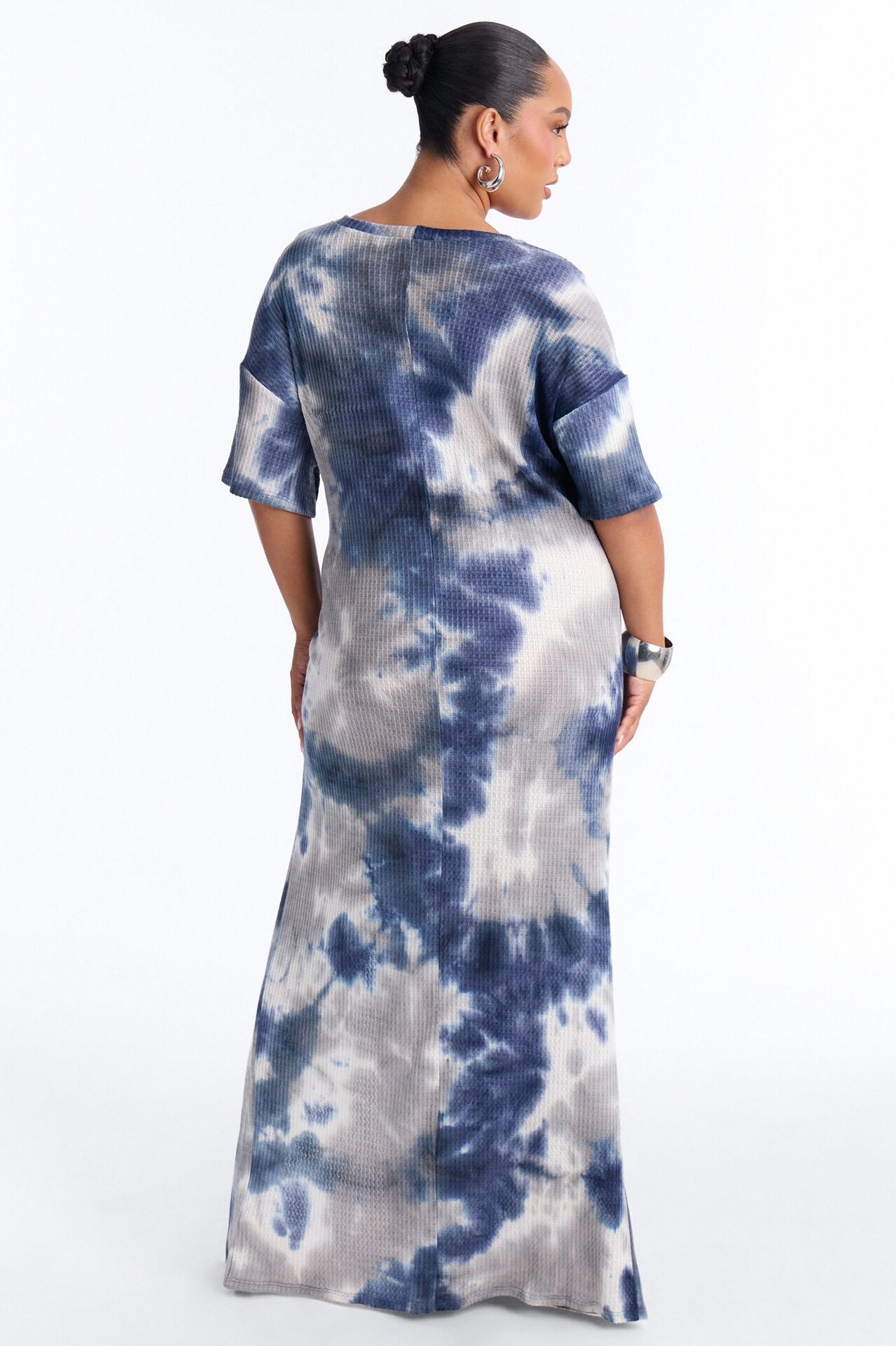 Hadley Waffle Knit Maxi Dress - Blue/combo