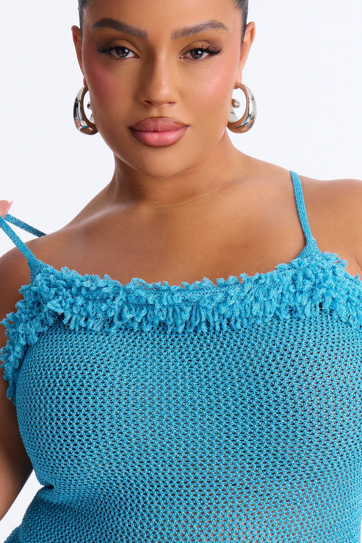 All That Glitters Crochet Maxi Dress - Aqua