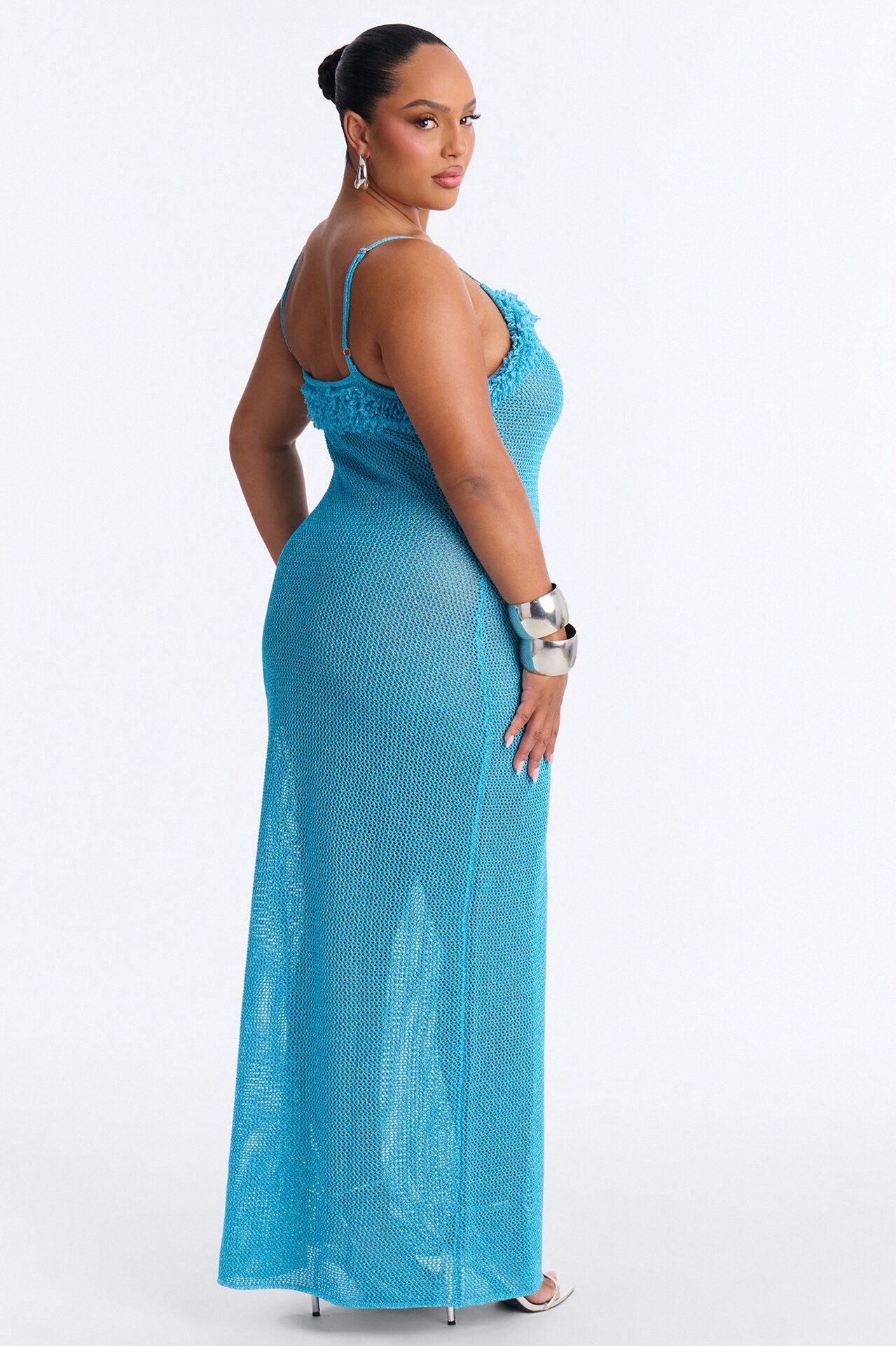 All That Glitters Crochet Maxi Dress - Aqua