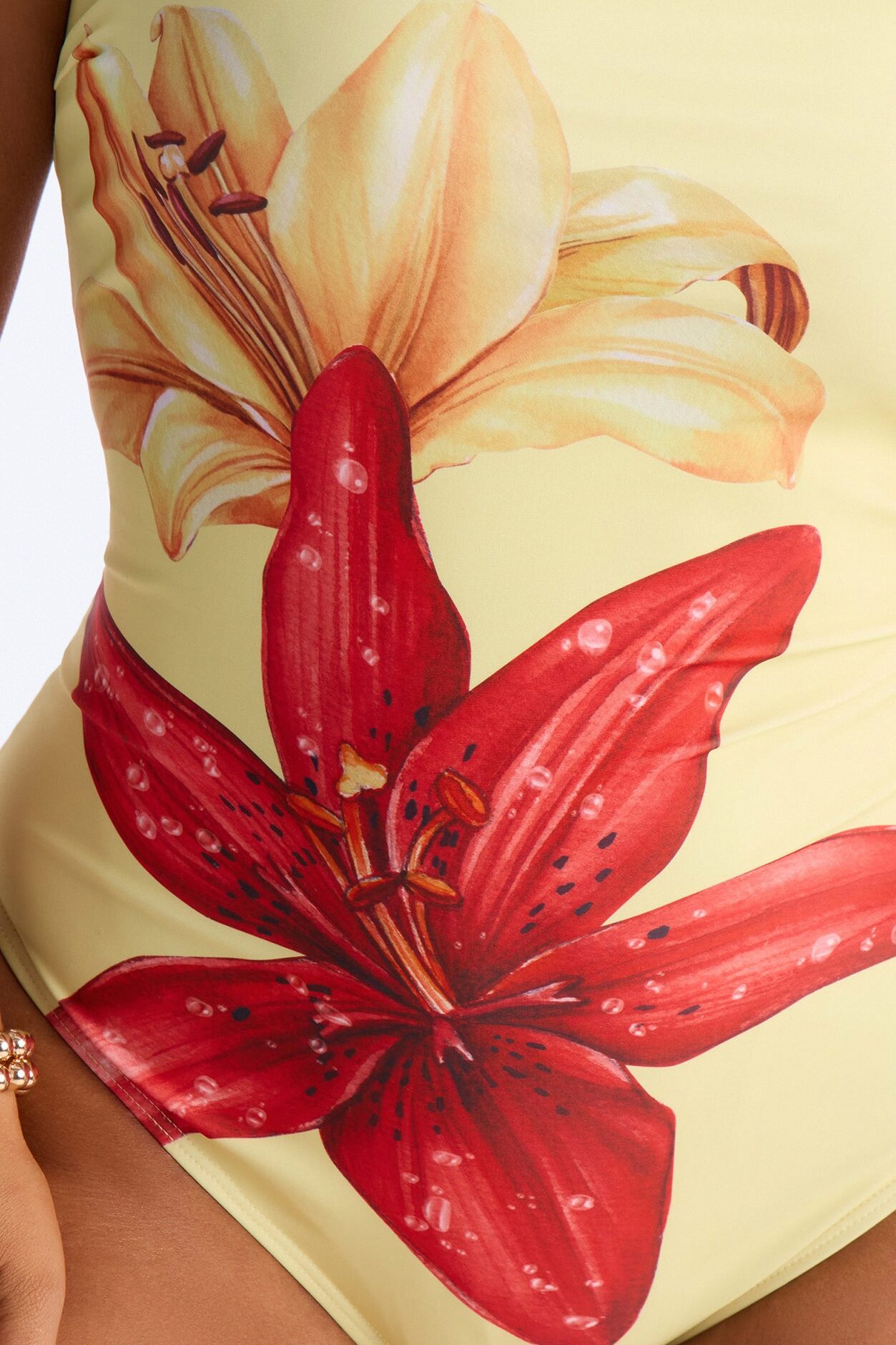 Nelissa Floral 1 Piece Strapless Swimsuit - Yellow/combo