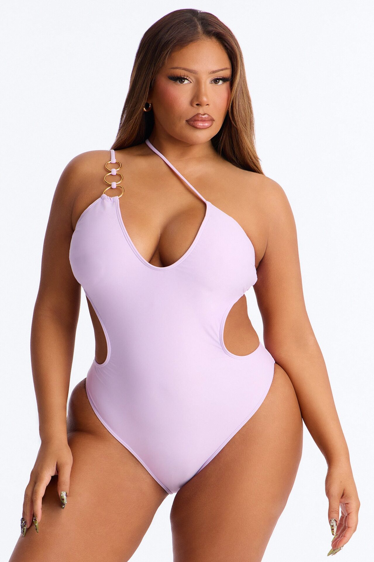 Coconut Life O-Ring Asymmetrical Side Out 1 Piece Swimsuit - Lavender