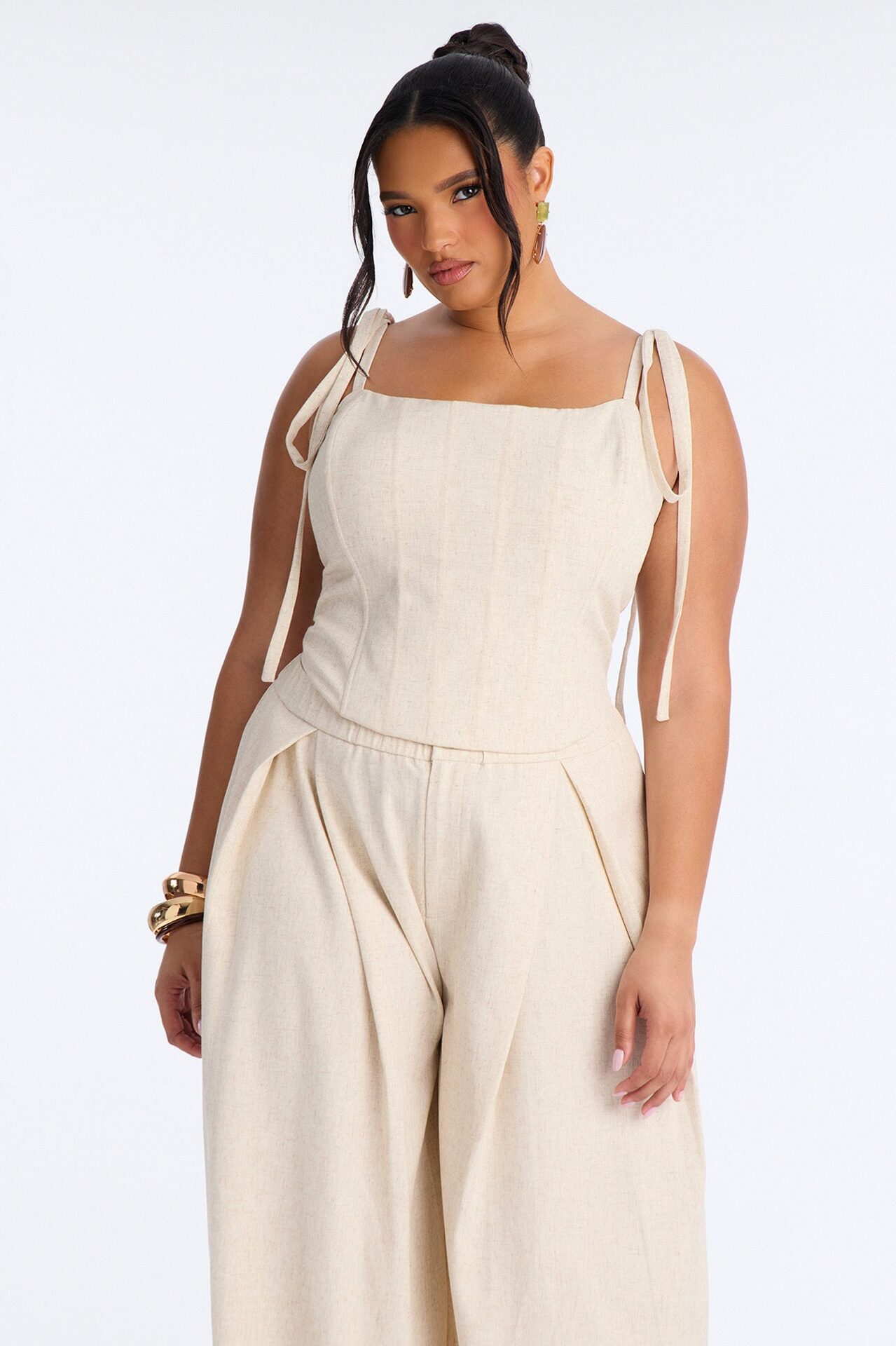 Muse Behavior Corset Linen Pant Set - Natural