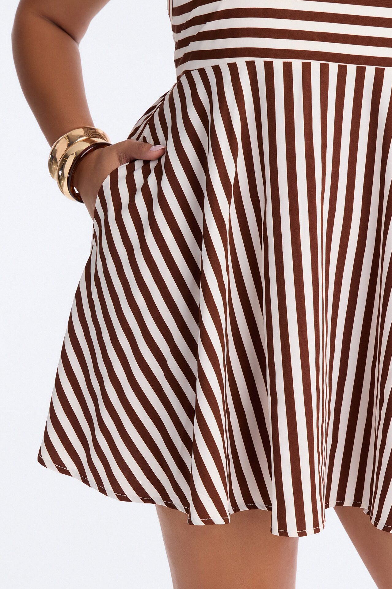 Anne Striped Mini Dress - Brown Combo