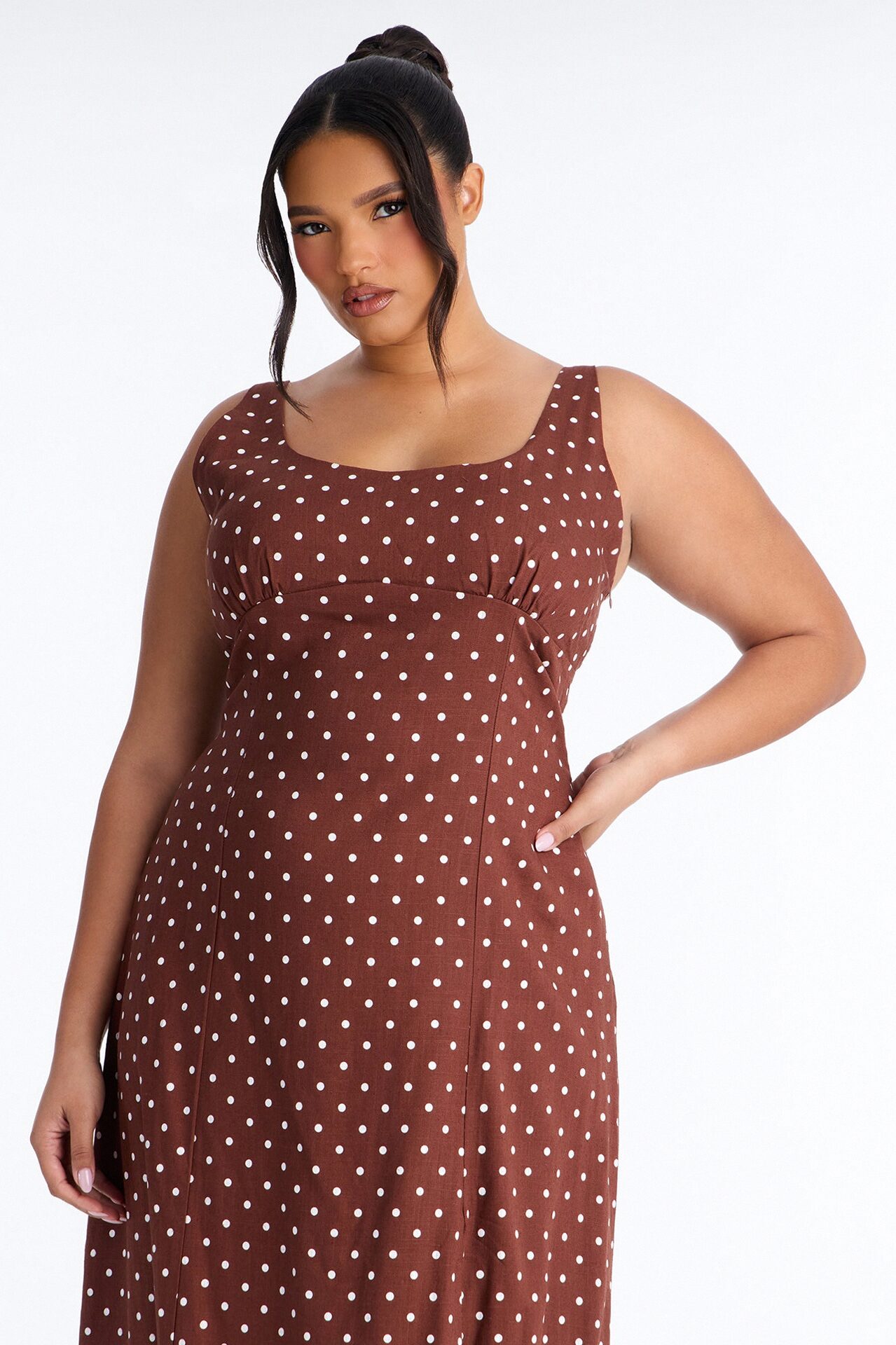 Taylor Polka Dot Linen Maxi Dress - Brown/combo