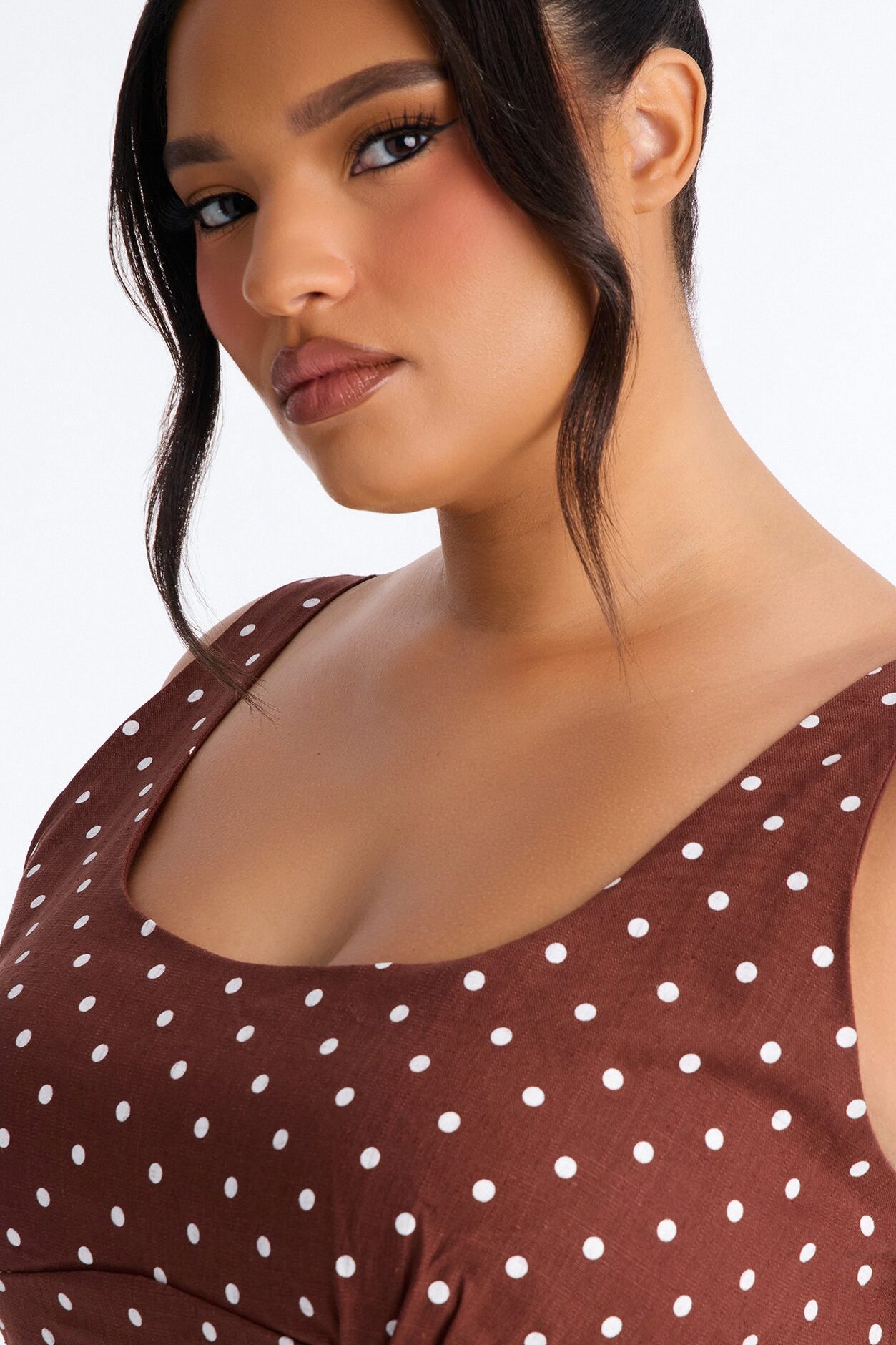 Taylor Polka Dot Linen Maxi Dress - Brown/combo