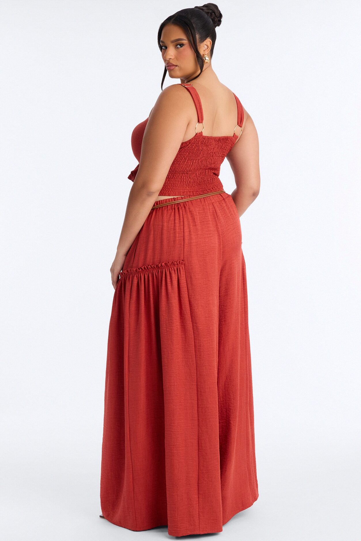 Stacy Belted Pant Set - Rust