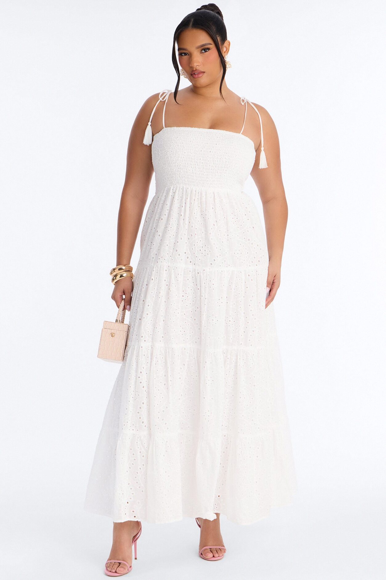 Keep It Casual Eyelet Maxi Dress - White