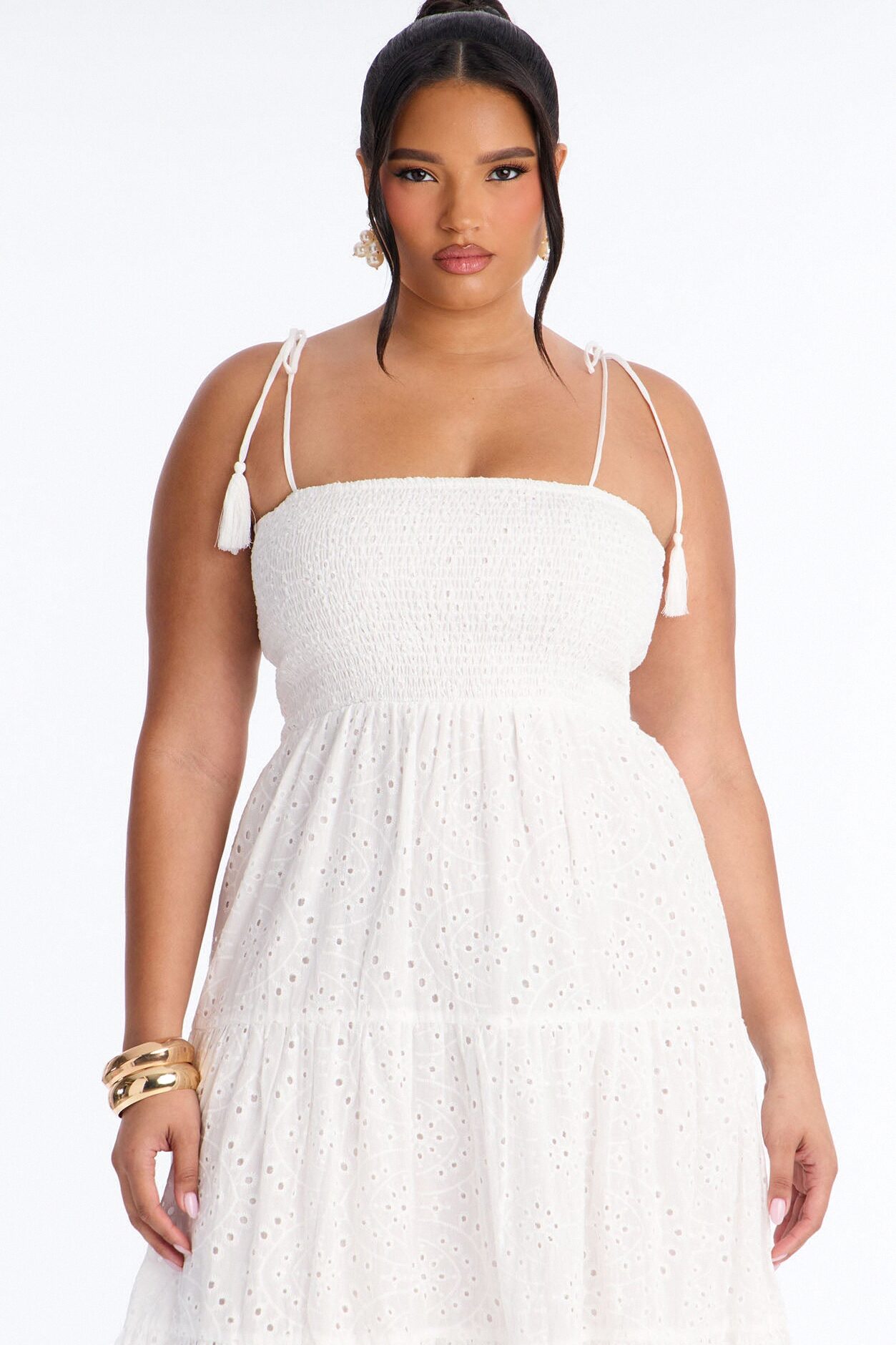 Keep It Casual Eyelet Maxi Dress - White