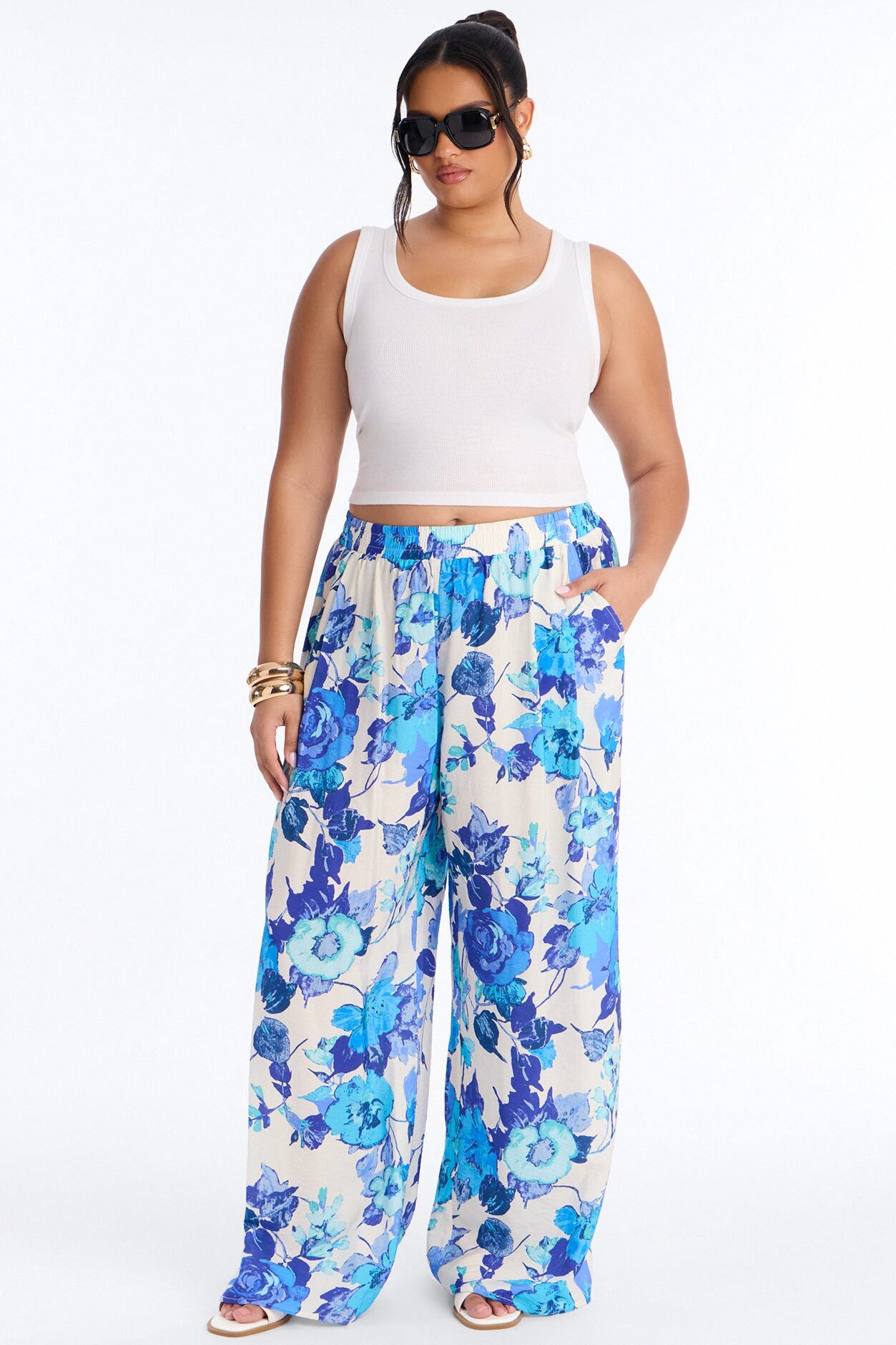 Sweet Bloom Wide Leg Pant - Blue